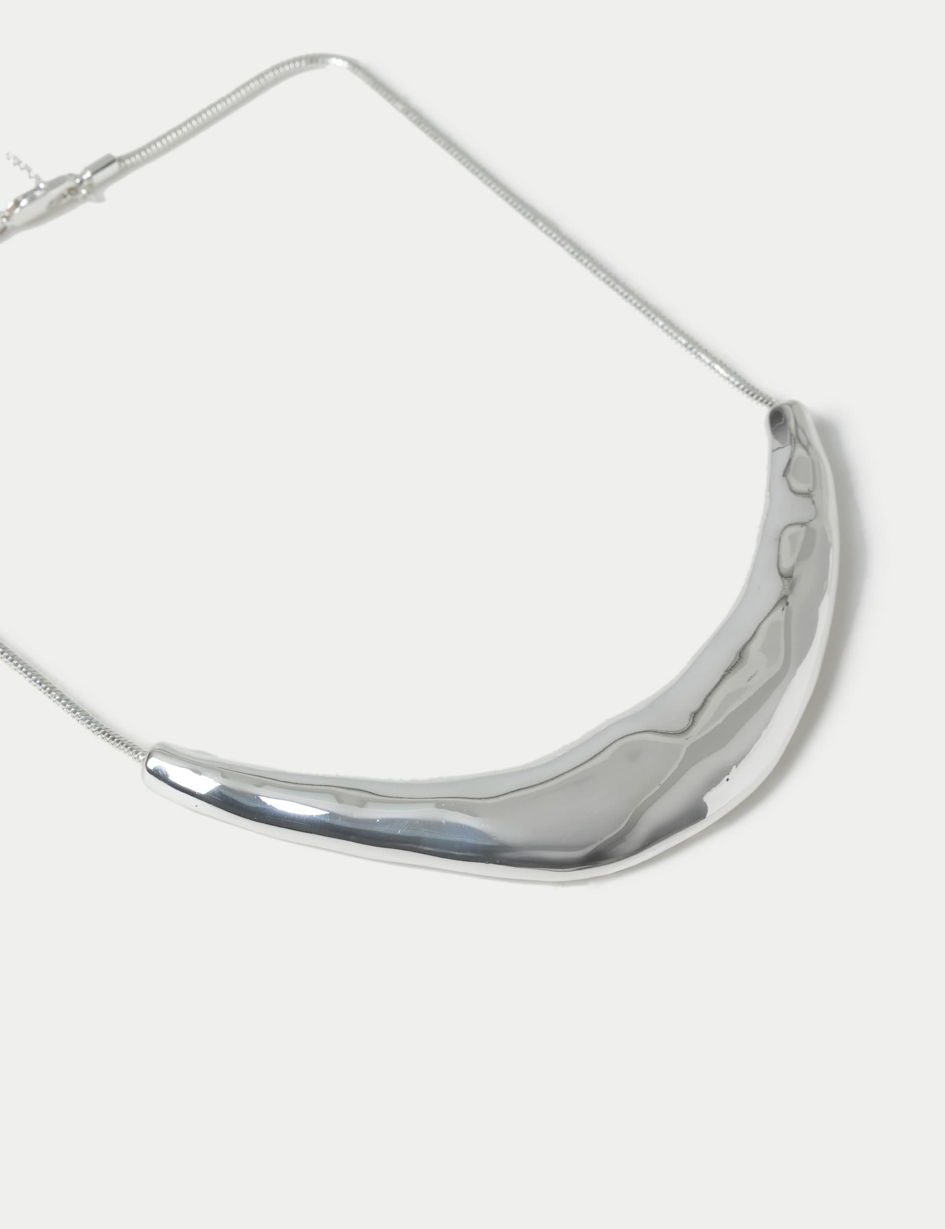 M&S Collection Women's Irregular Shaped Torc Neckwear - Silver, Silver