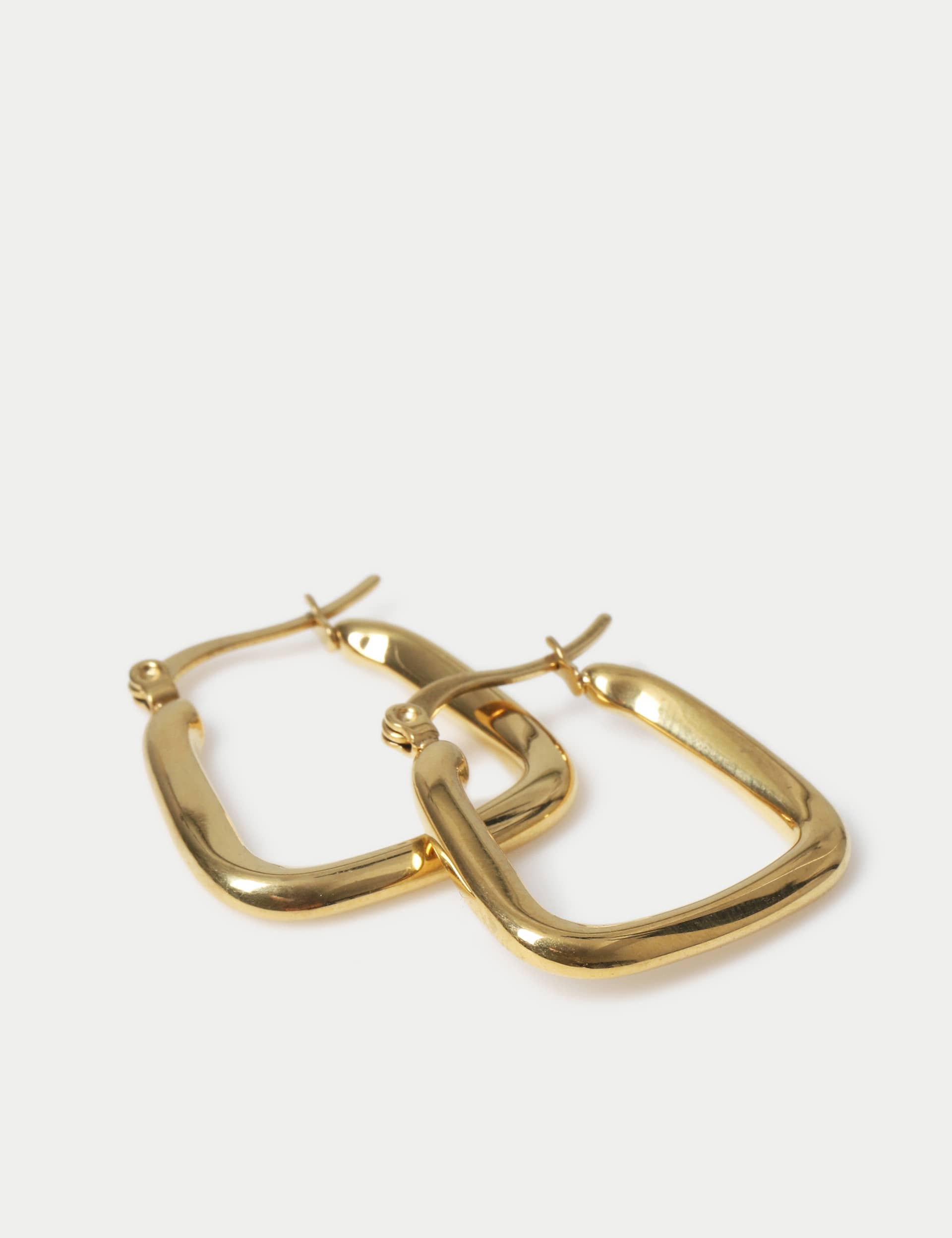 Autograph Women's Waterproof Square Hoop Earrings - Gold, Gold