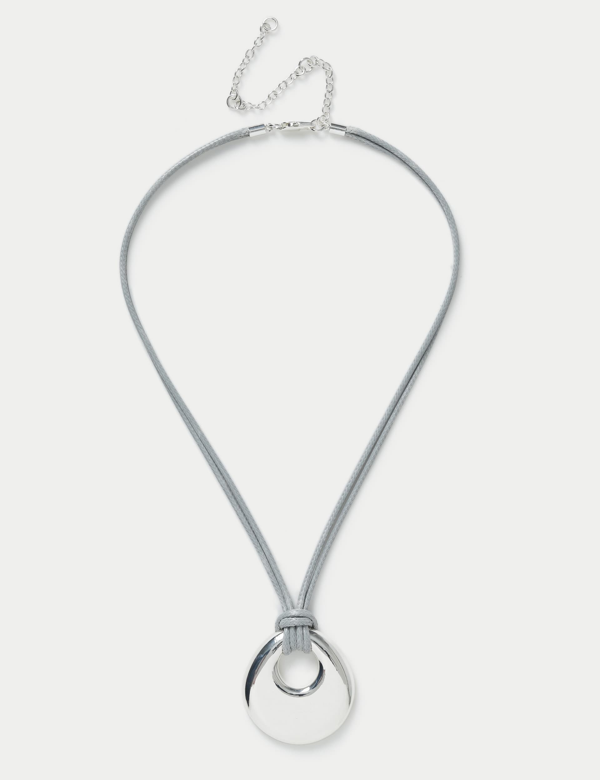 M&S Collection Women's Silver Tone and Grey Rope Pendant, Grey