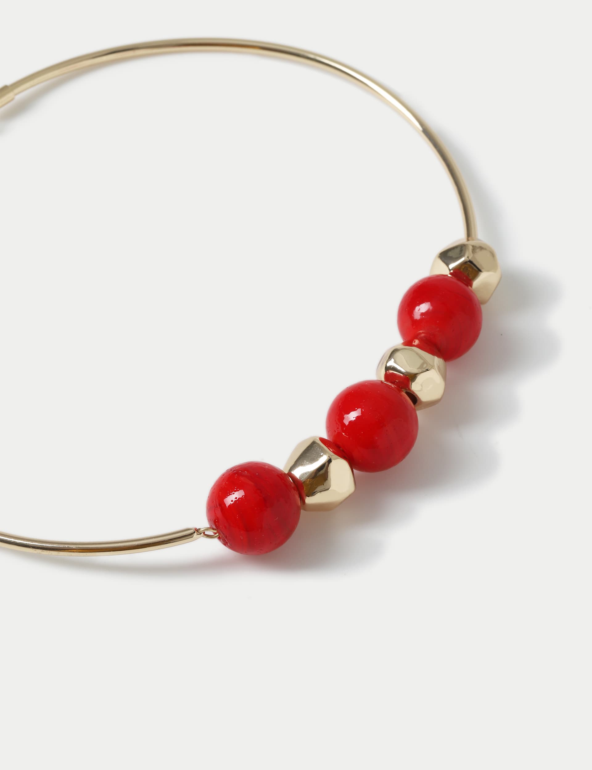 M&S Collection Women's Clean Metal Red Bead Torc, Red