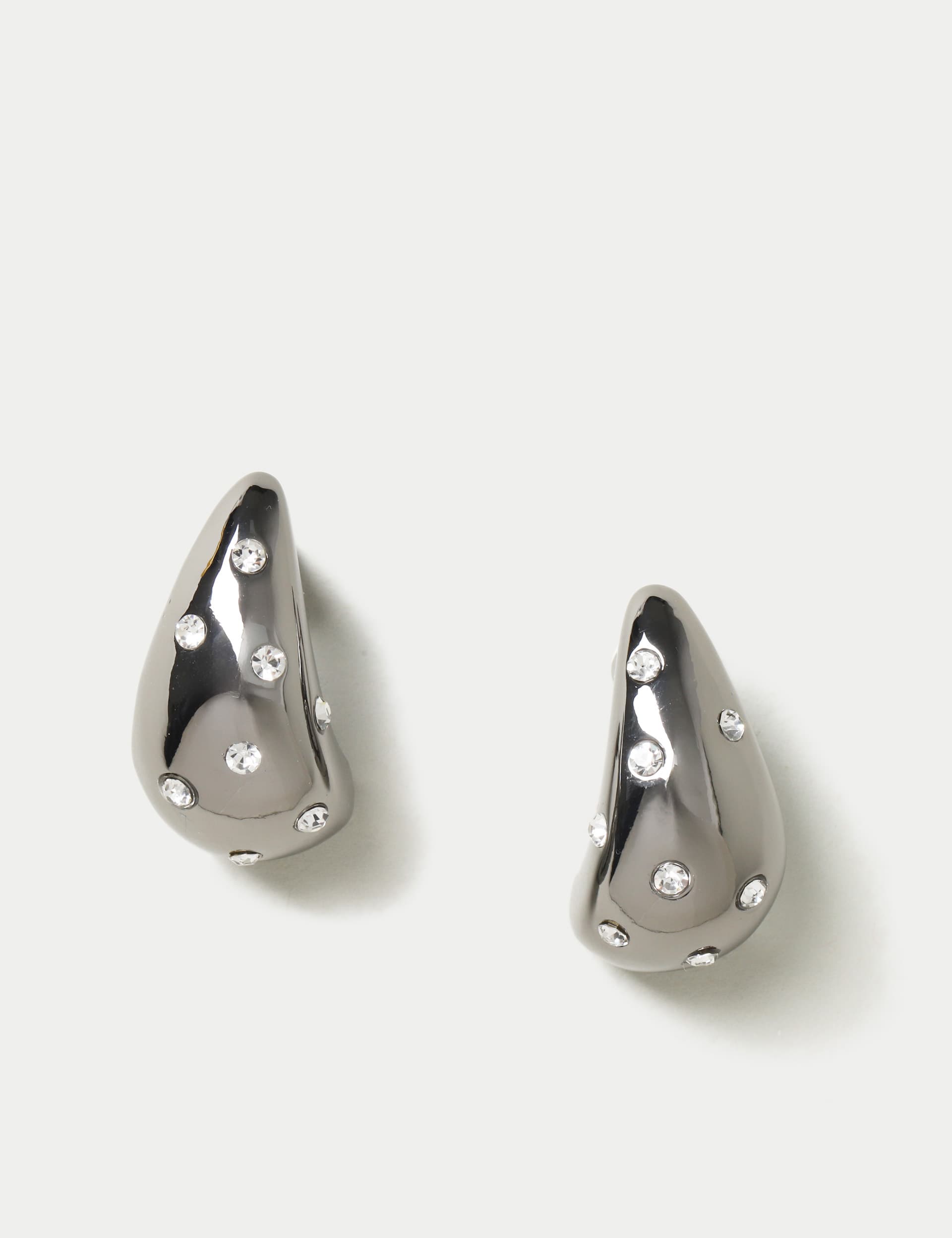 M&S Women's Gunmetal Tear Drop Stud Earrings  Gunmetal