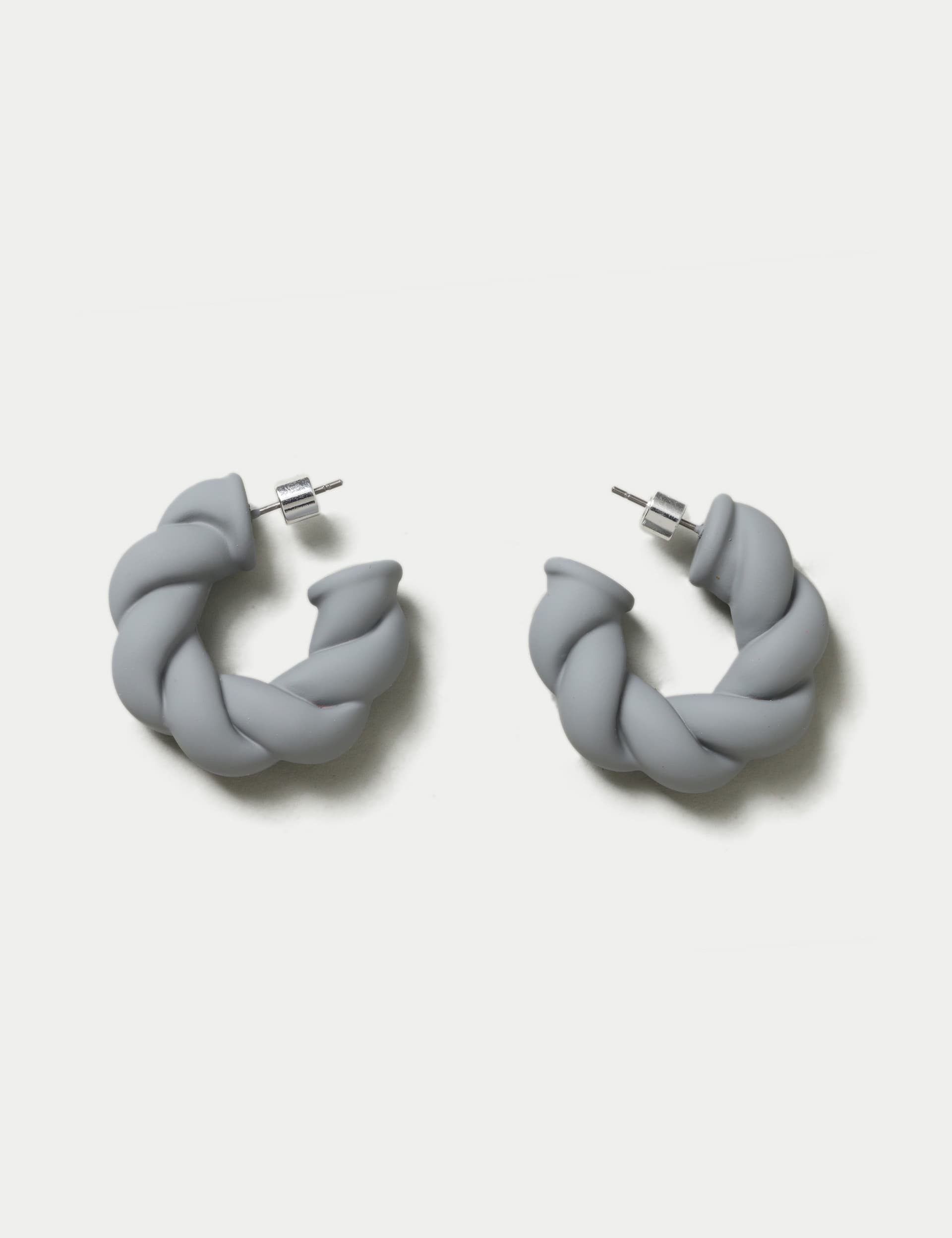 M&S Women's Blue Matte Twist Hoop Earrings  Blue