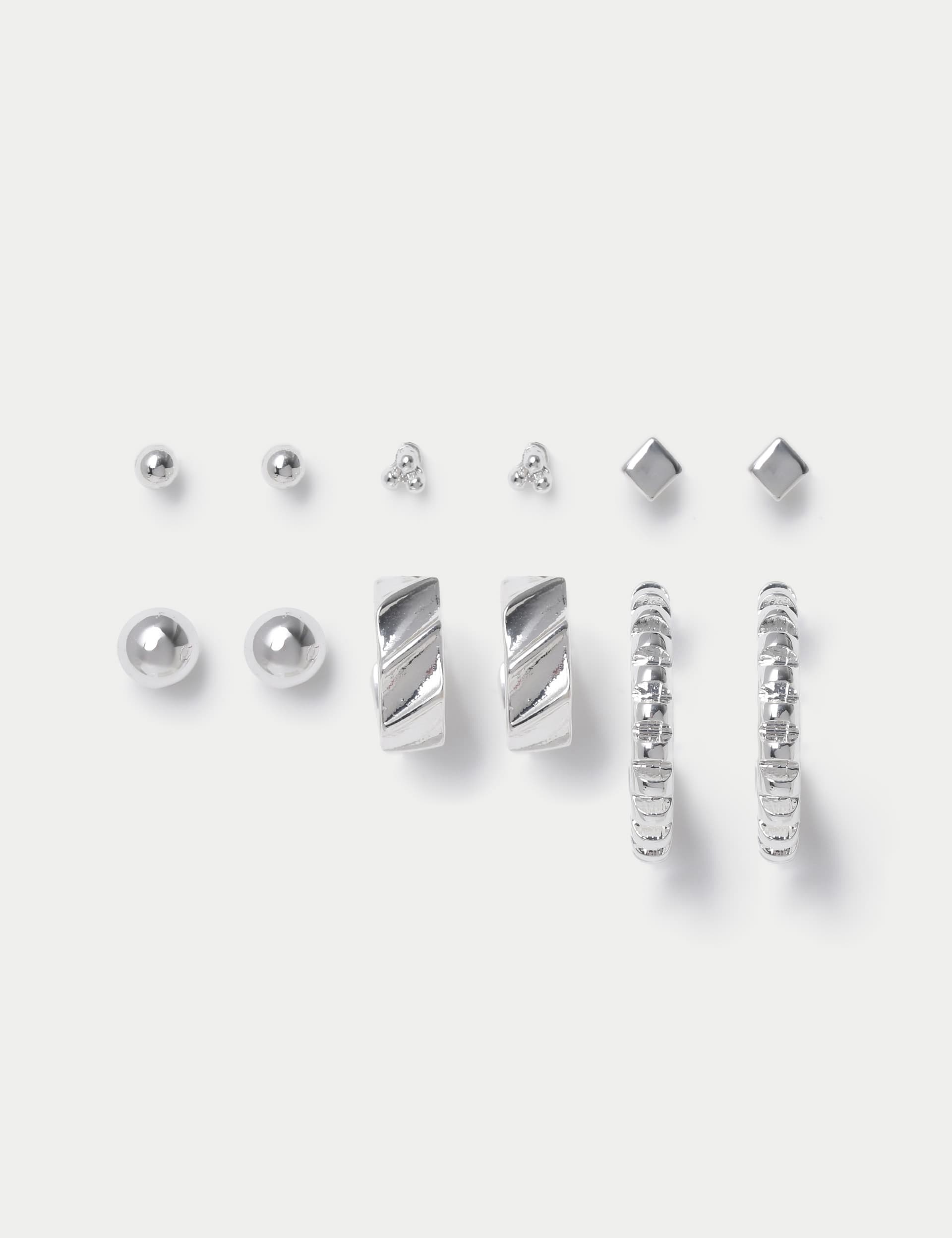 M&S Women's Silver Tone Earring Set  Silver