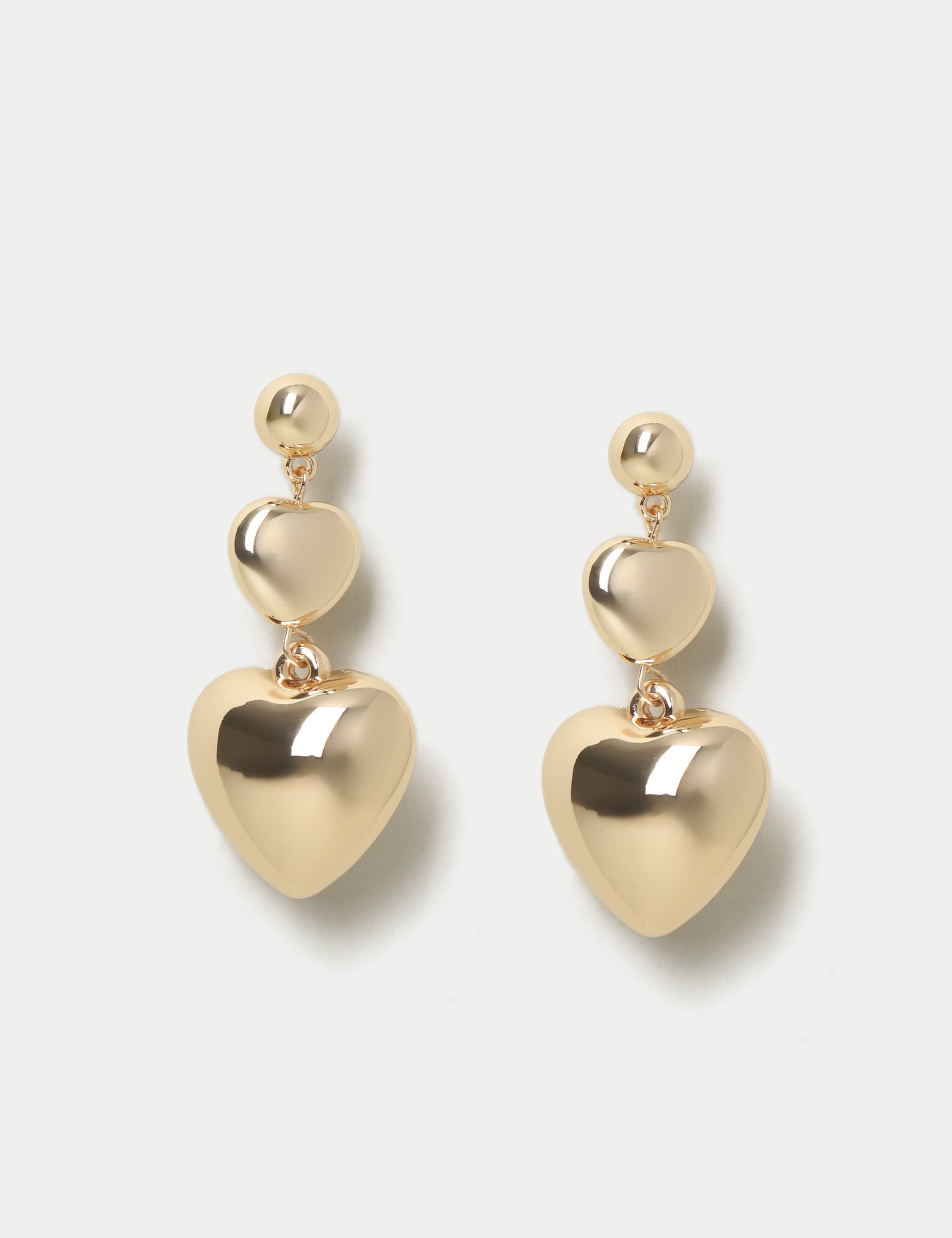 M&S Women's Gold Tone Heart Drop Earrings  Gold
