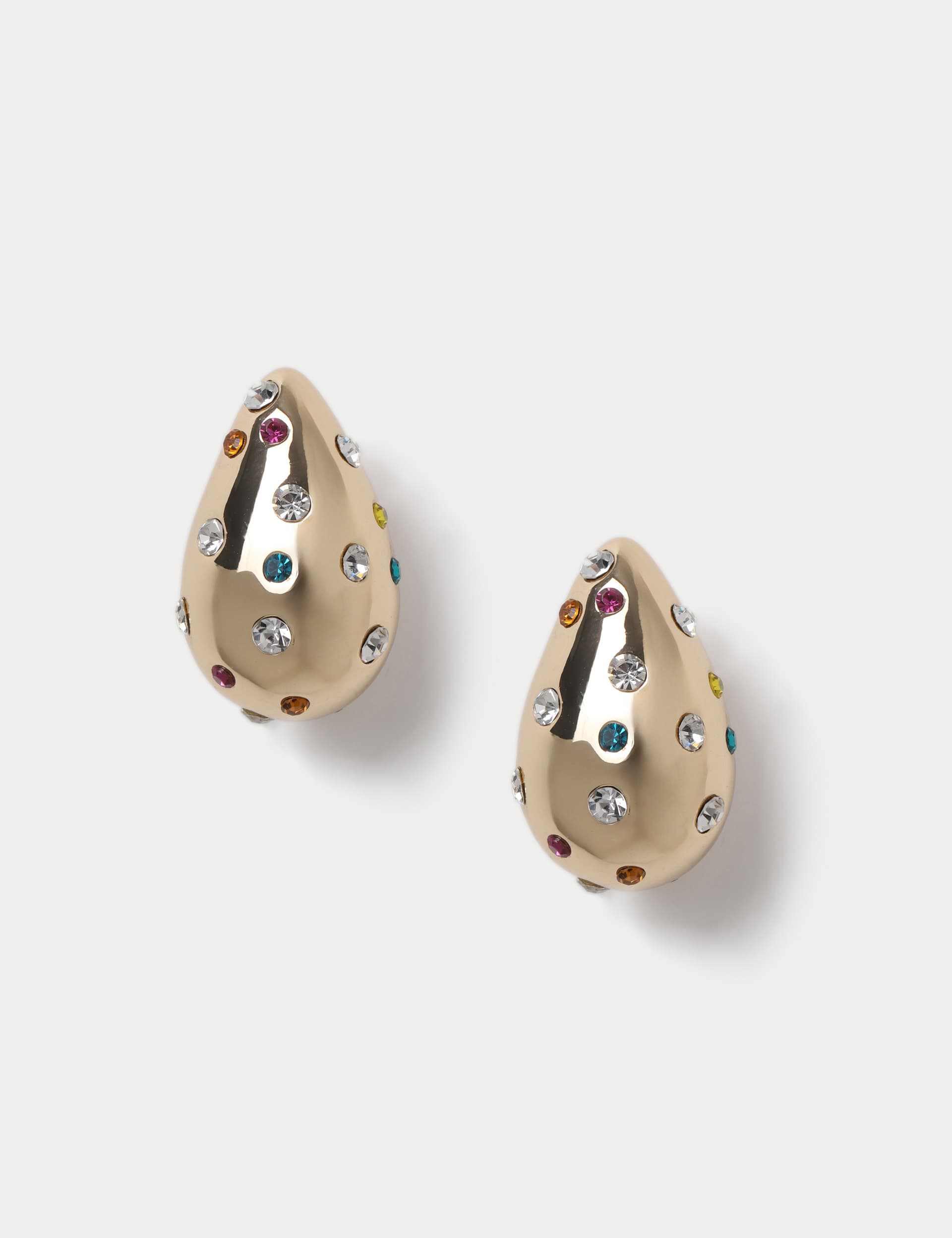 M&S Women's Gold Tone Multi Stone Drop Earrings  Gold