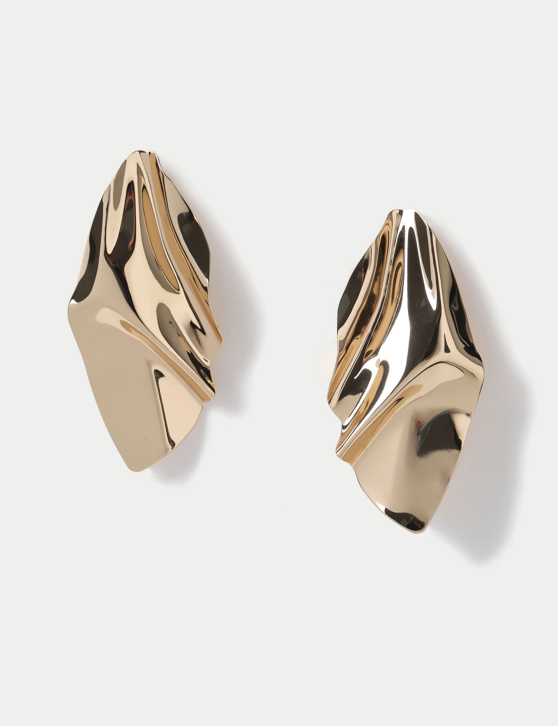 M&S Women's Gold Tone Folded Drop Earrings  Gold