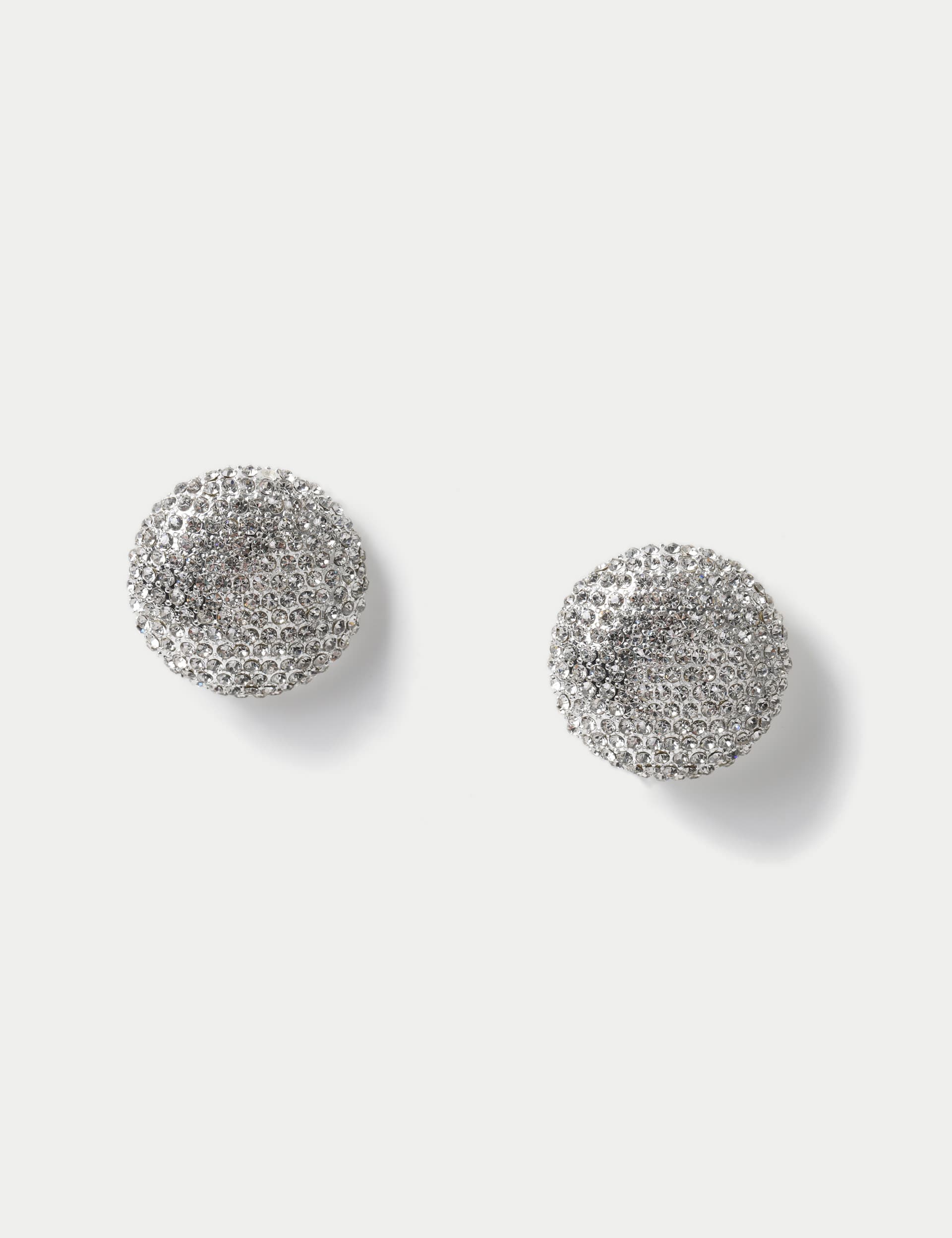 M&S Women's Silver Tone Pave Oversized Circle Stud Earrings  Silver