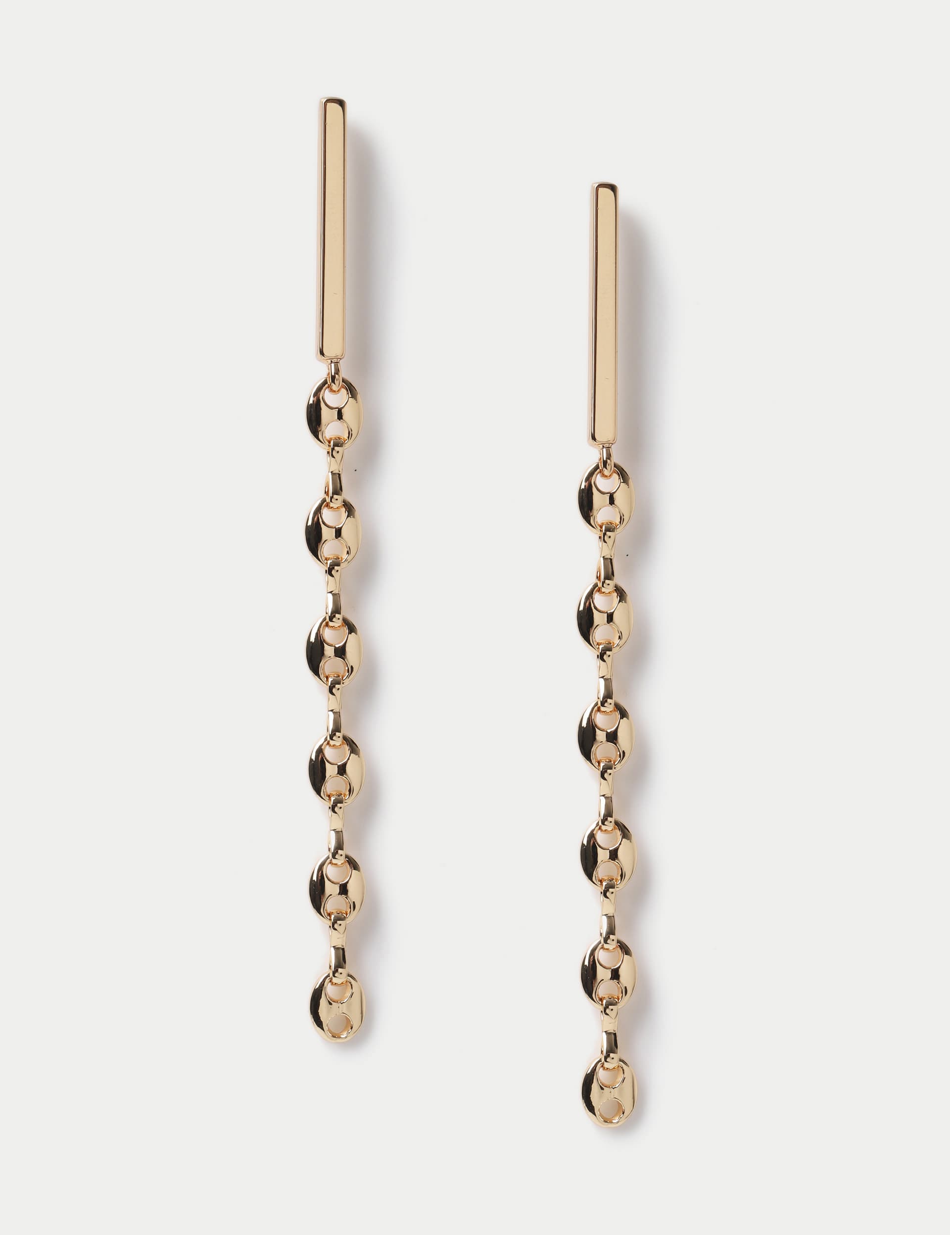 M&S Women's Gold Tone Skinny Drop Coffee Bean Earrings  Gold