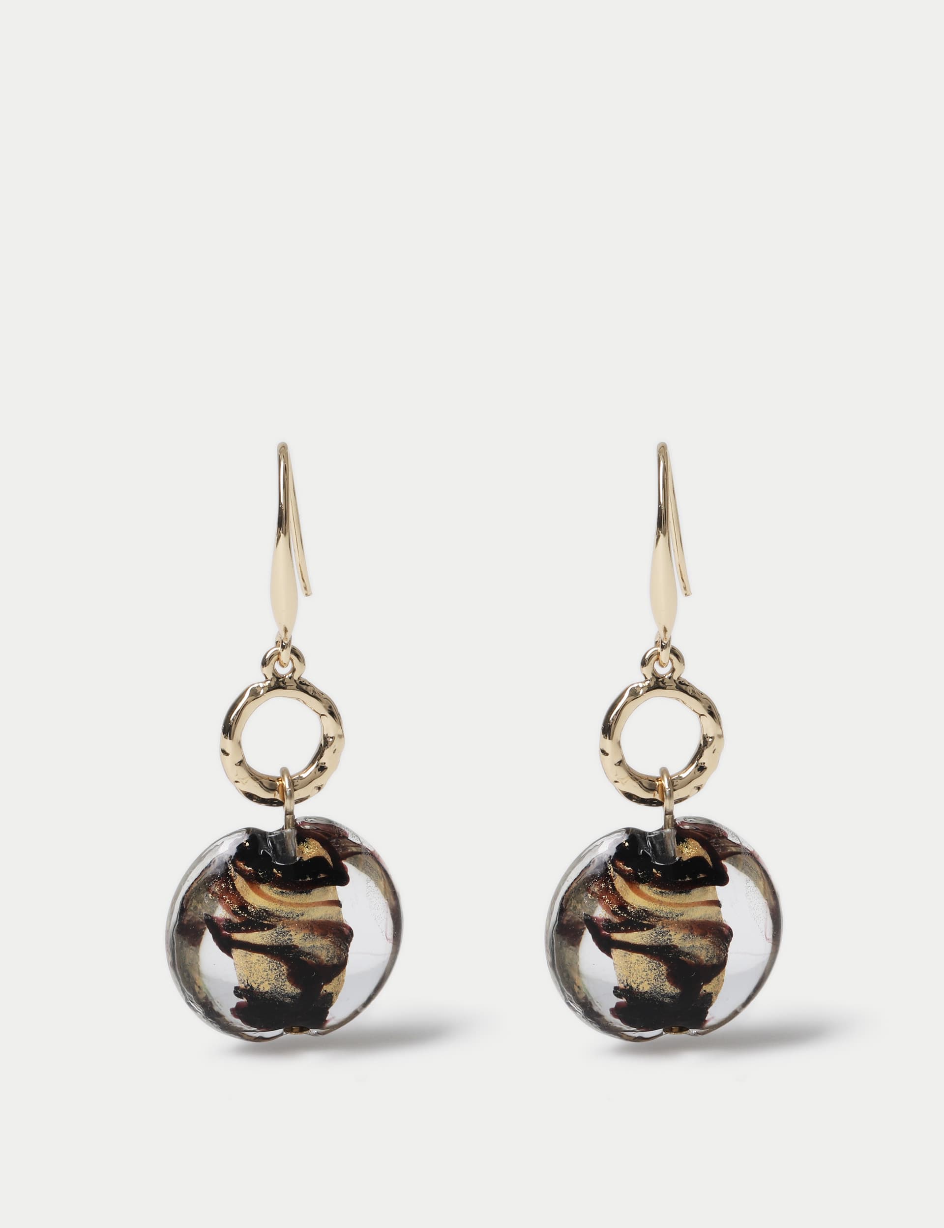 M&S Women's Black Resin Drop Earring - Gold, Gold