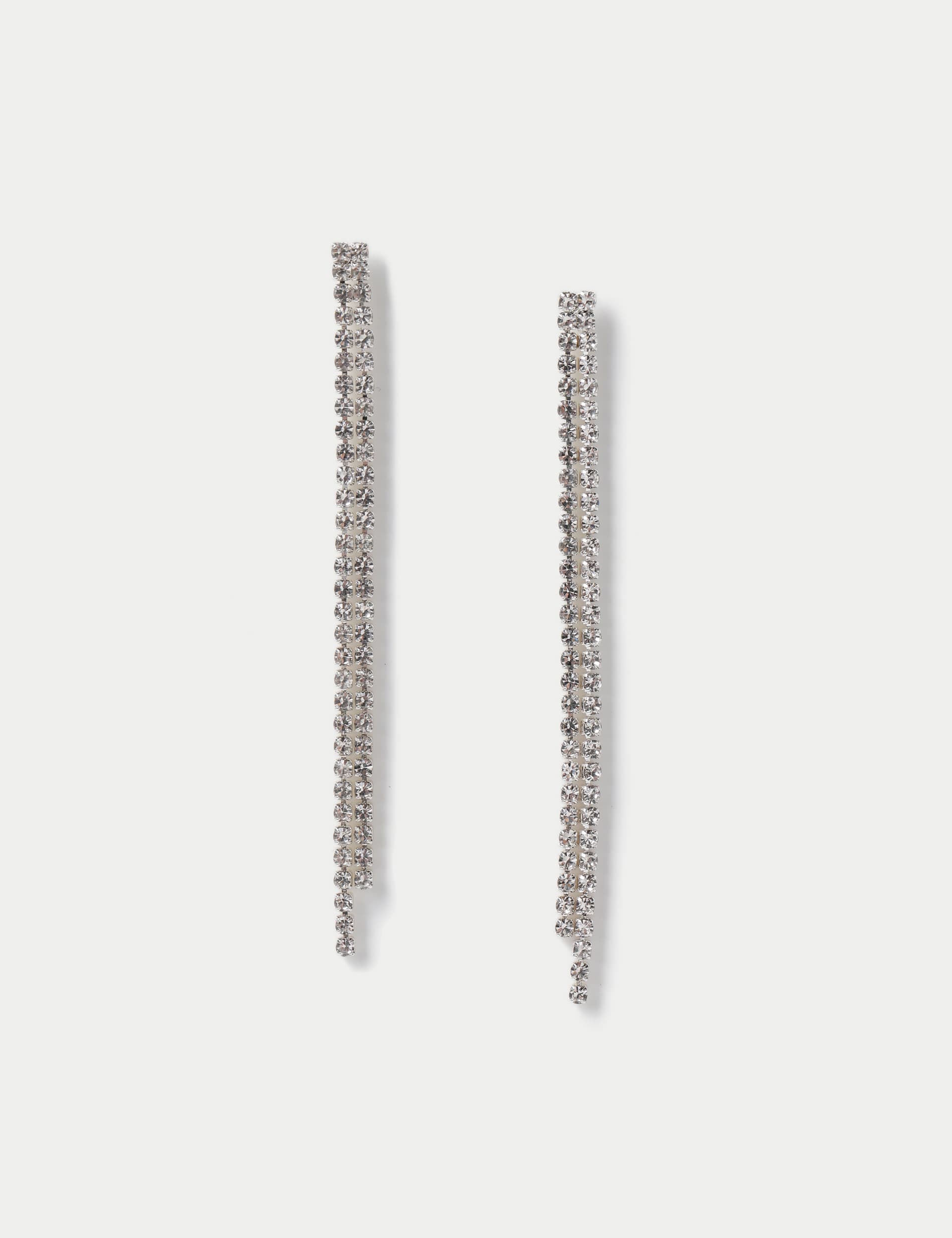 M&S Women's Silver Tone Cup Chain Duster Earrings  Silver