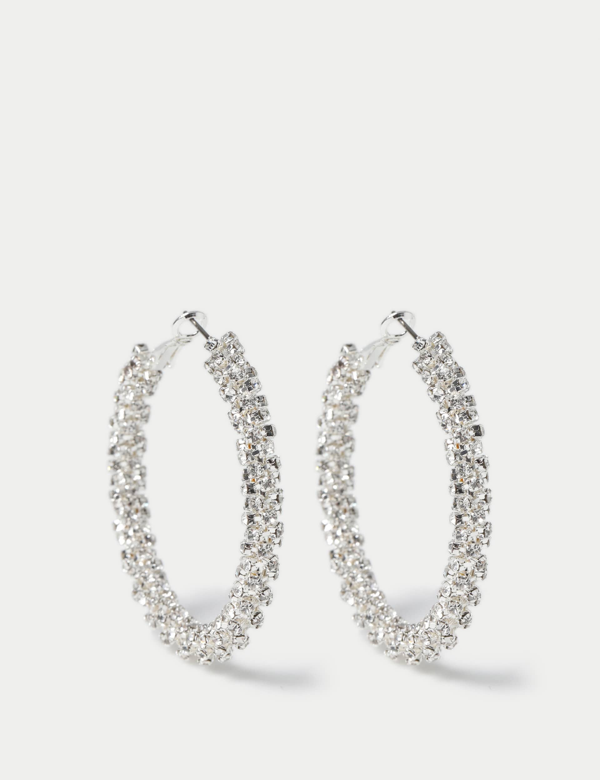 M&S Women's Silver Tone Cup Chain Hoop Earrings  Silver