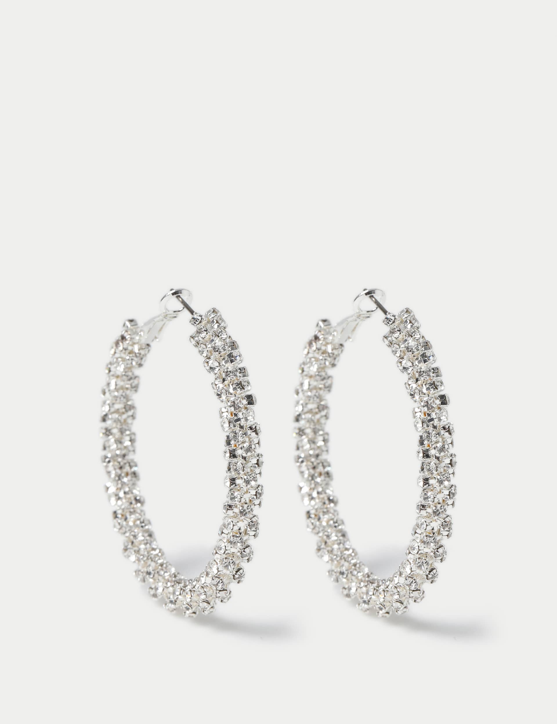 M&S Women's Silver Tone Cup Chain Hoop Earrings, Silver