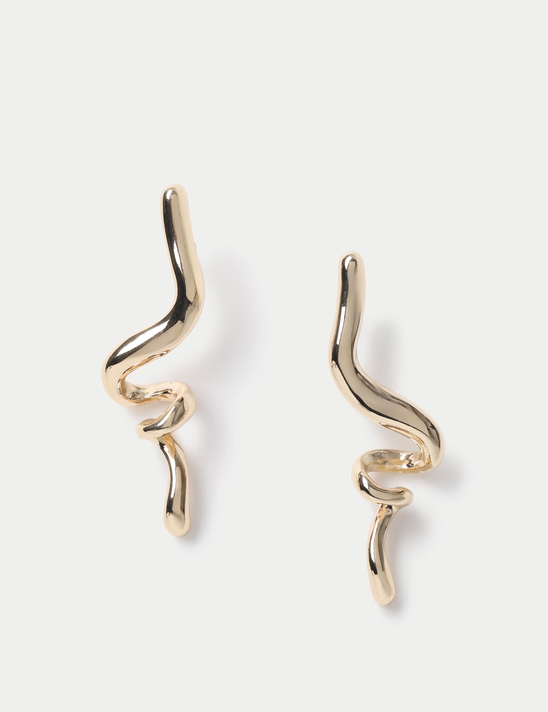 M&S Women's Gold Tone Twisted Drop Earring, Gold