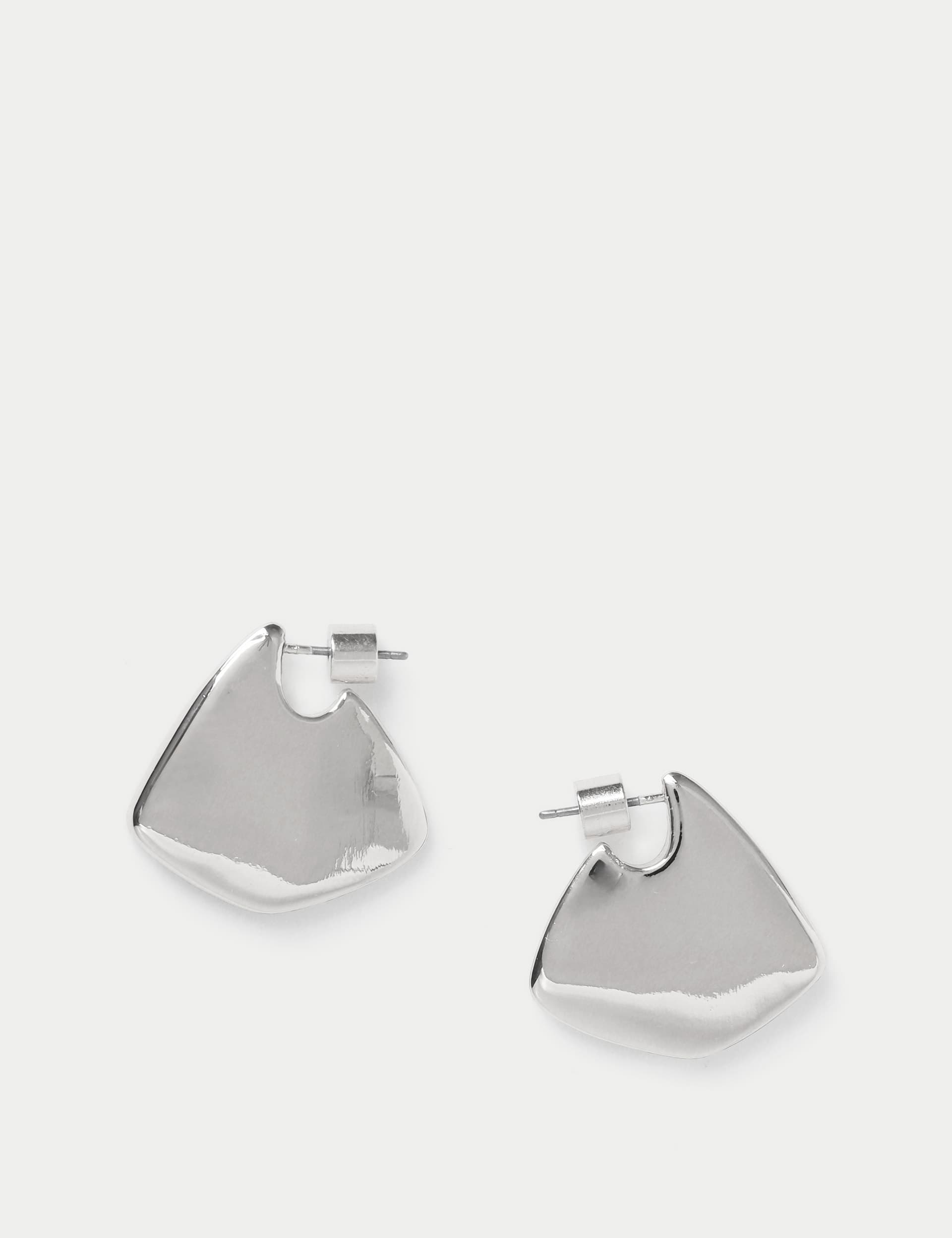 M&S Women's Irregular Solid Hoop Earring - Silver, Silver