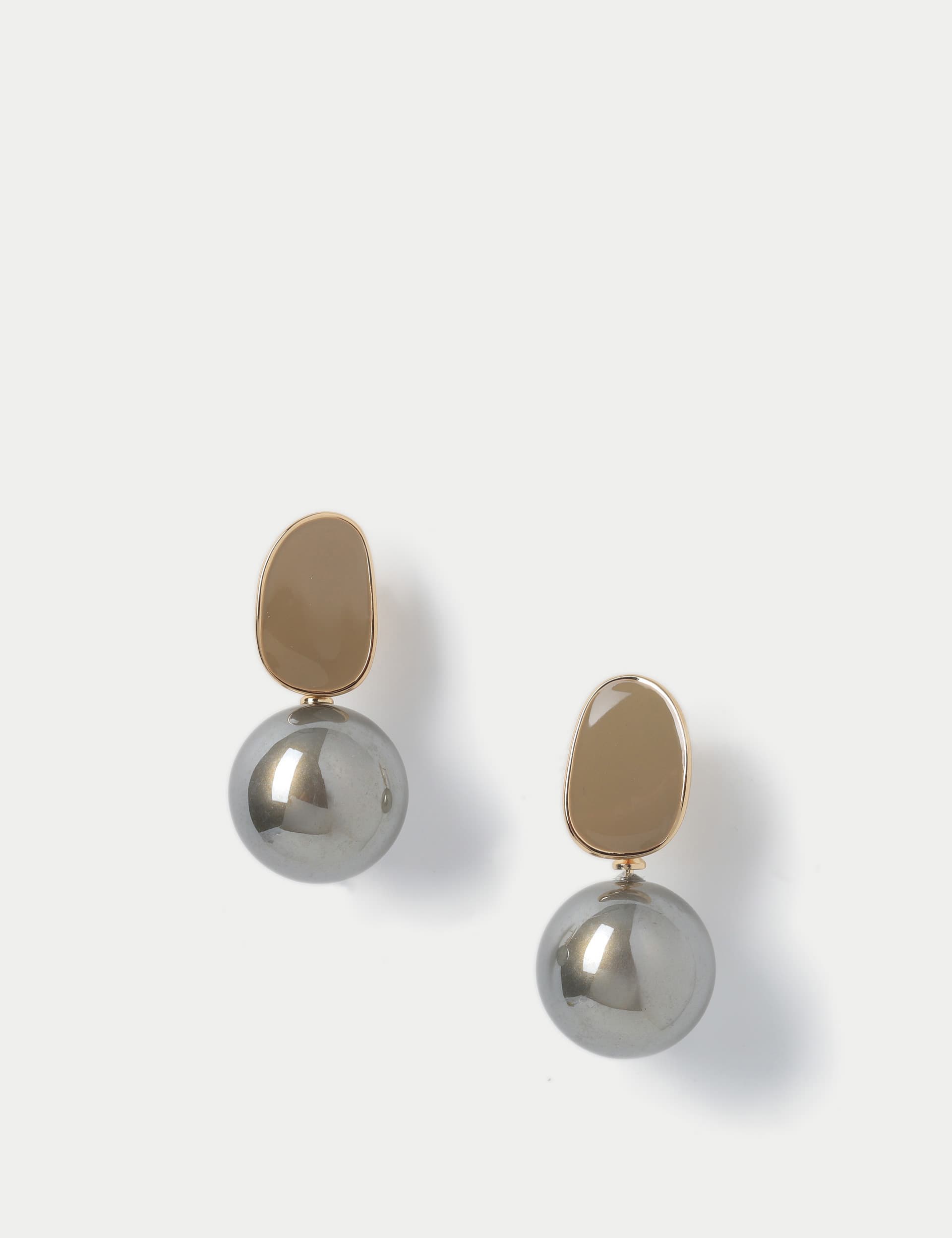 M&S Women's Grey Pearl Drop Earring  Grey
