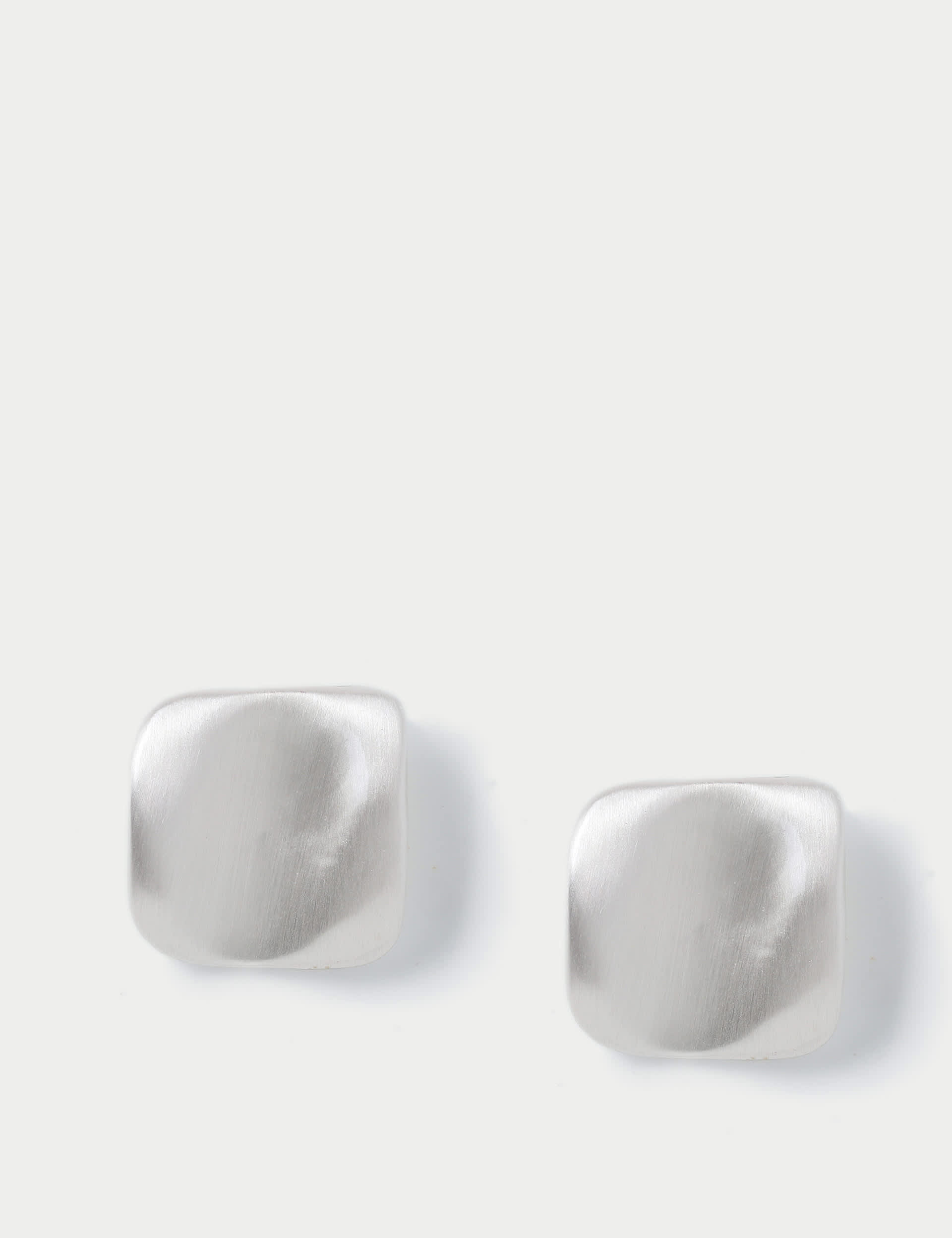M&S Women's Rhodium Square Oversized Stud Earring