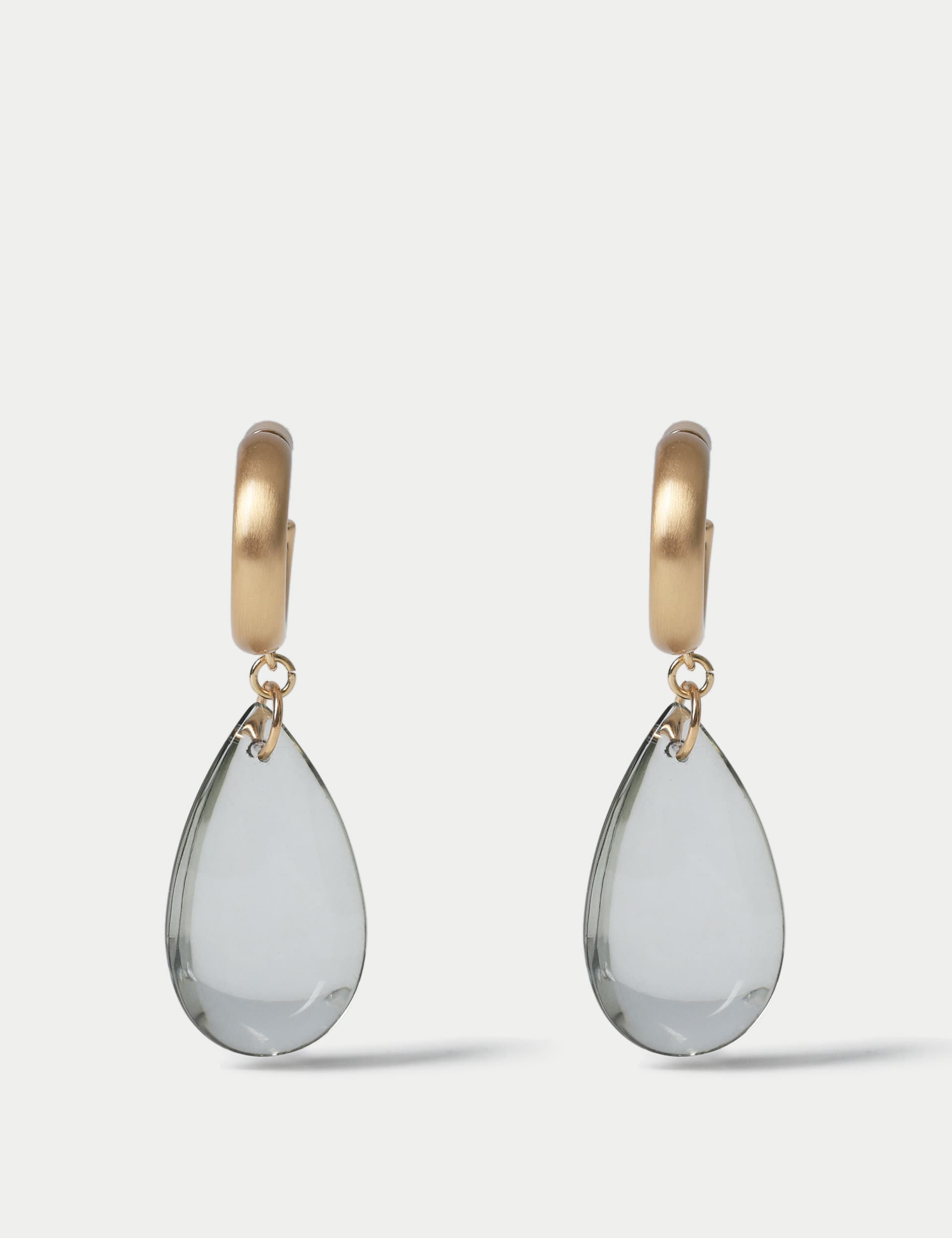 M&S Women's Grey Glass and Gold Tone Hoop Earring