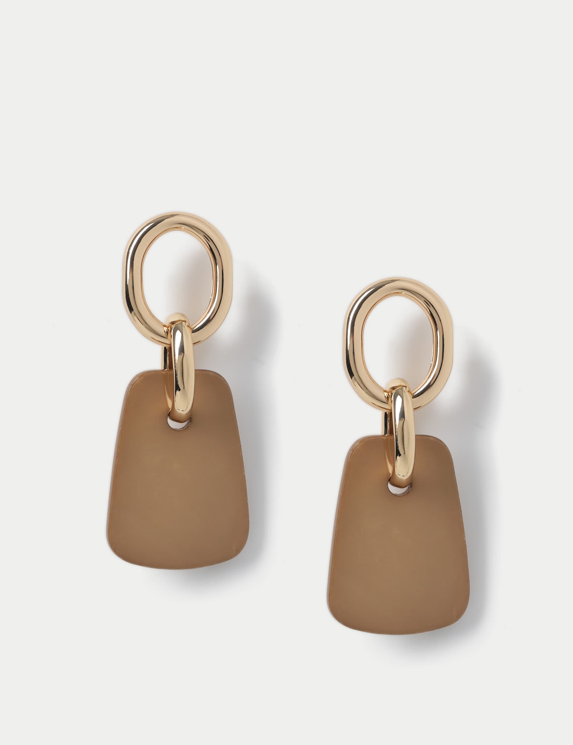 M&S Women's Nude Powder coat Square Drop Earring, Nude