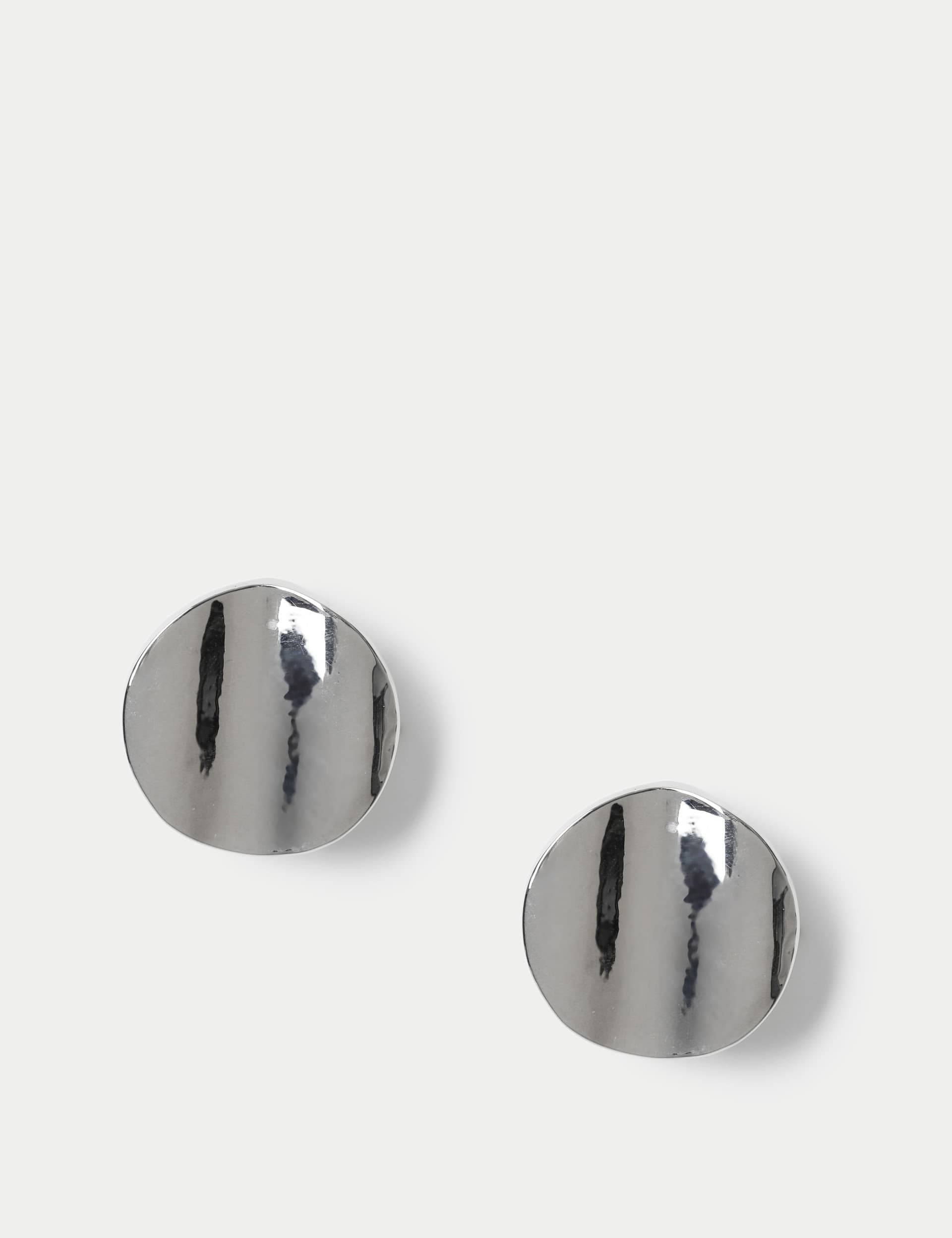 M&S Women's Silver Tone Oversized Circle Stud Earring  Silver