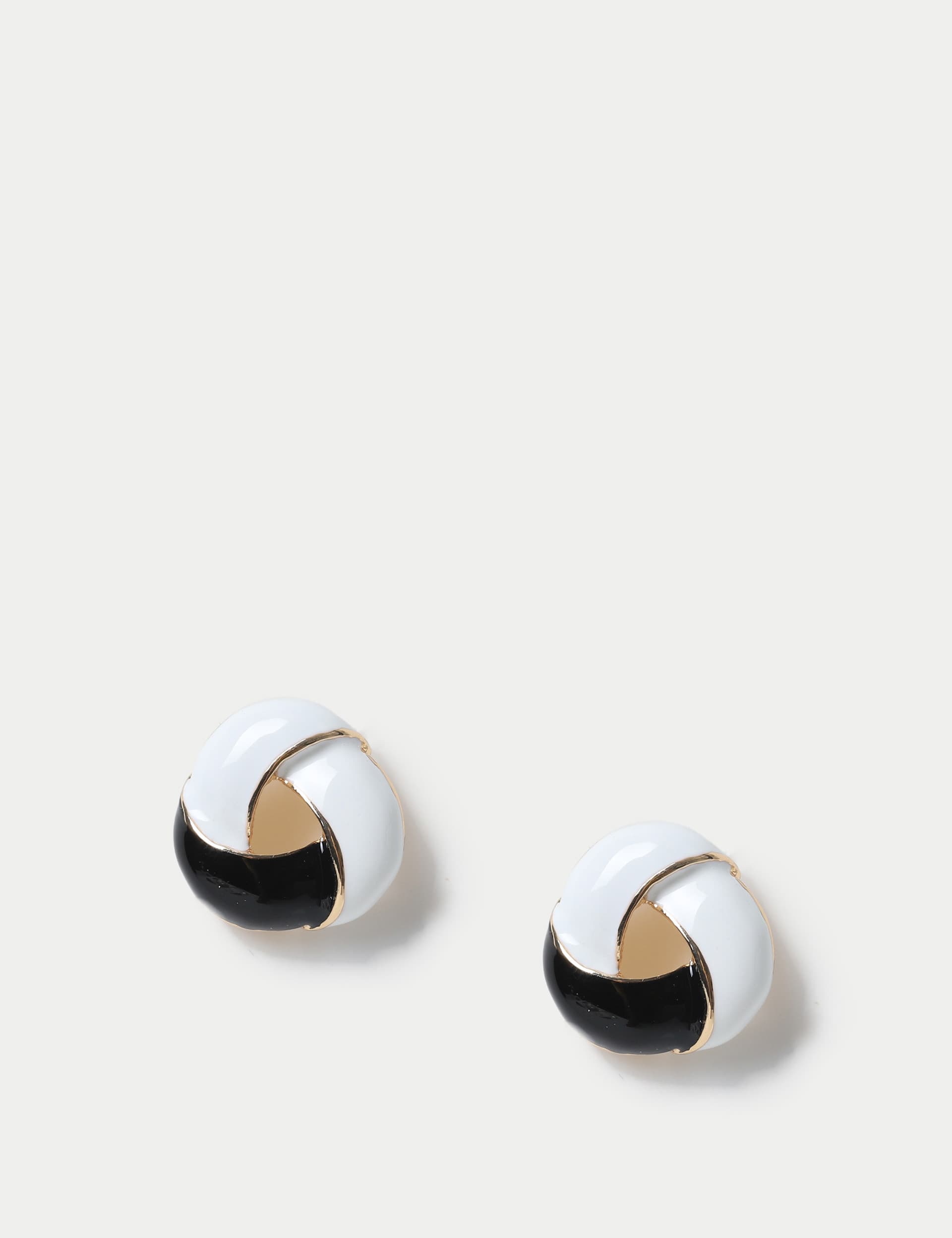 M&S Women's Mono Twist Stud Earring - Black/White, Black/White