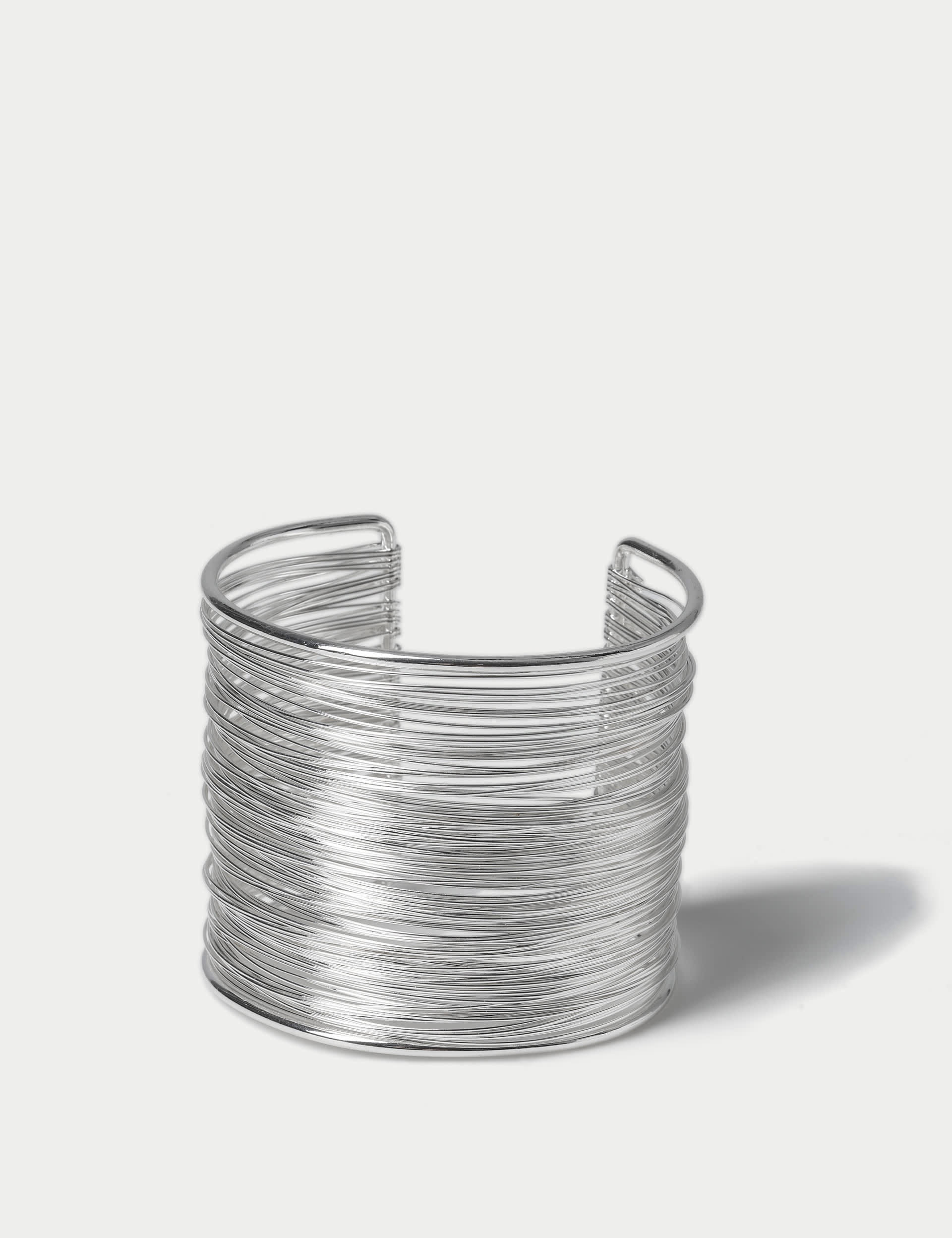 M&S Women's Silver Tone Wire Cuff, Silver