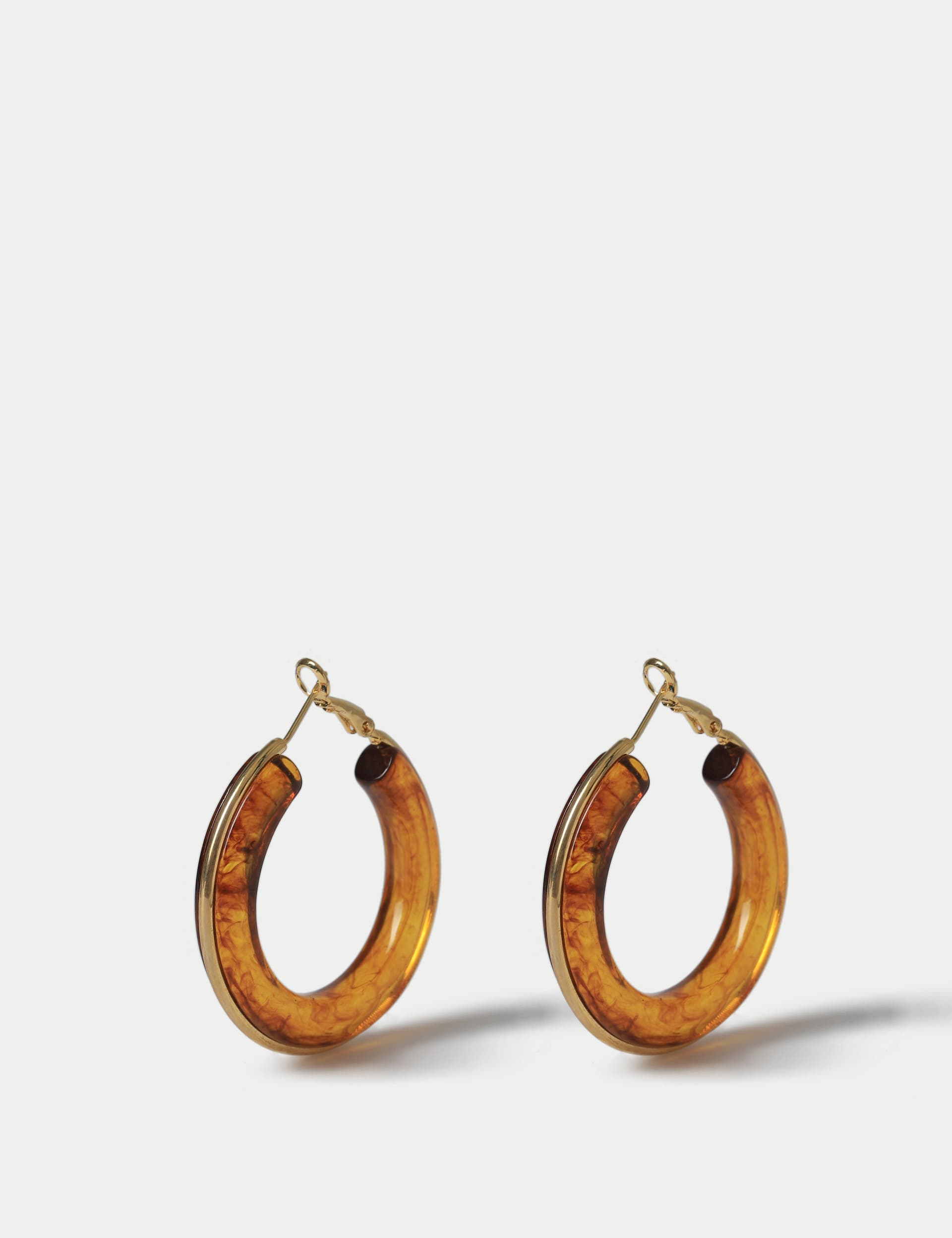 M&S Women's Amber Resin Hoop Earrings, Amber