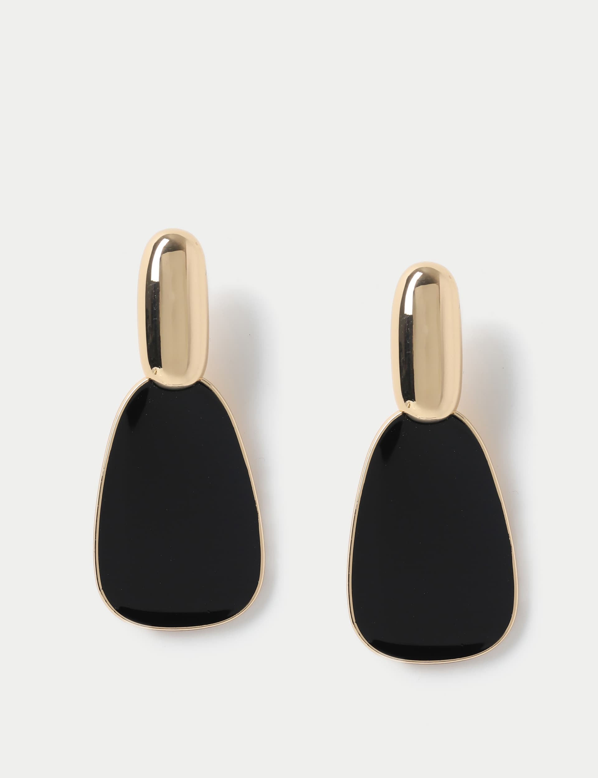 M&S Women's Black Enamel Drop Earring, Black