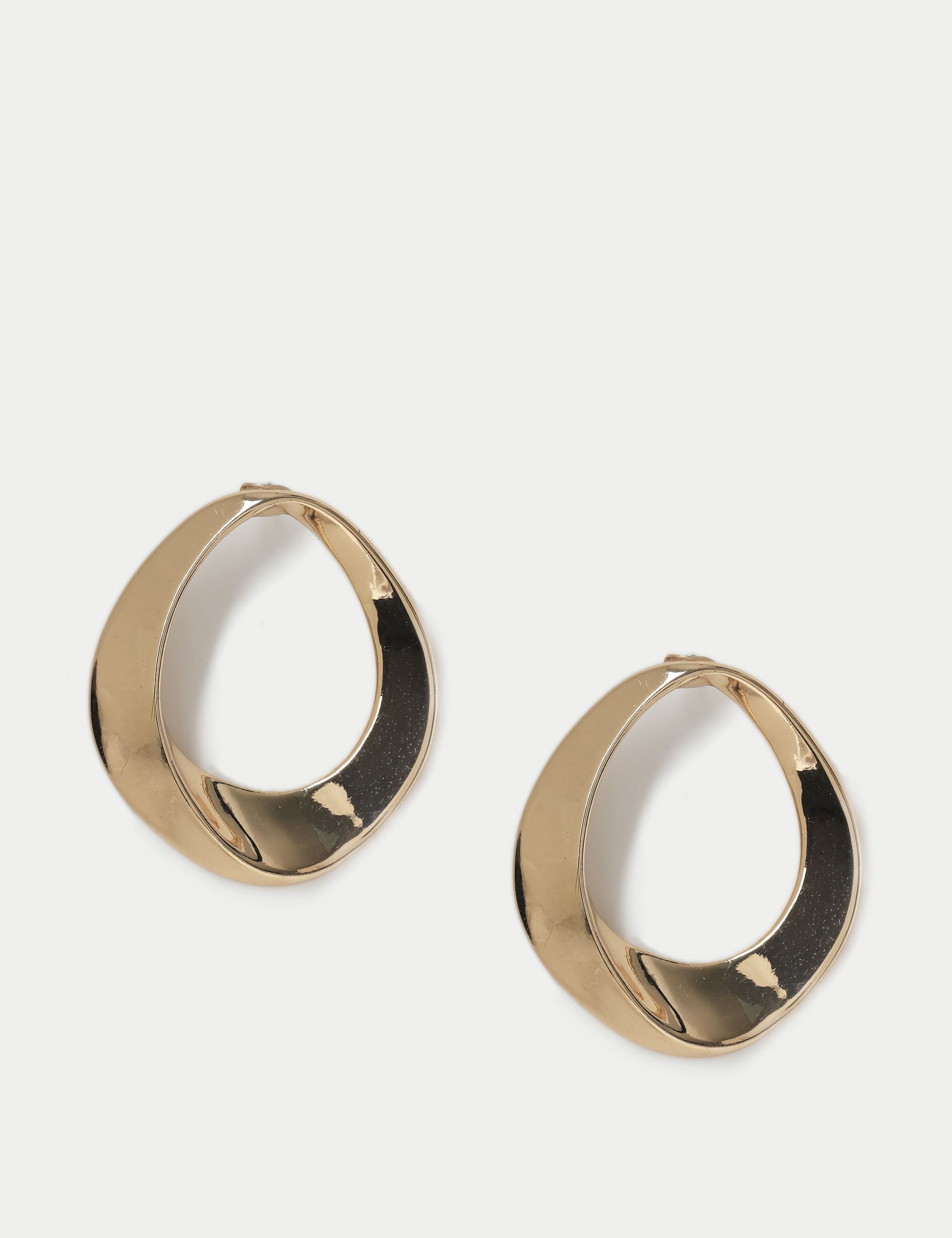 M&S Women's Gold Oversized Open Circle Stud Earring, Gold