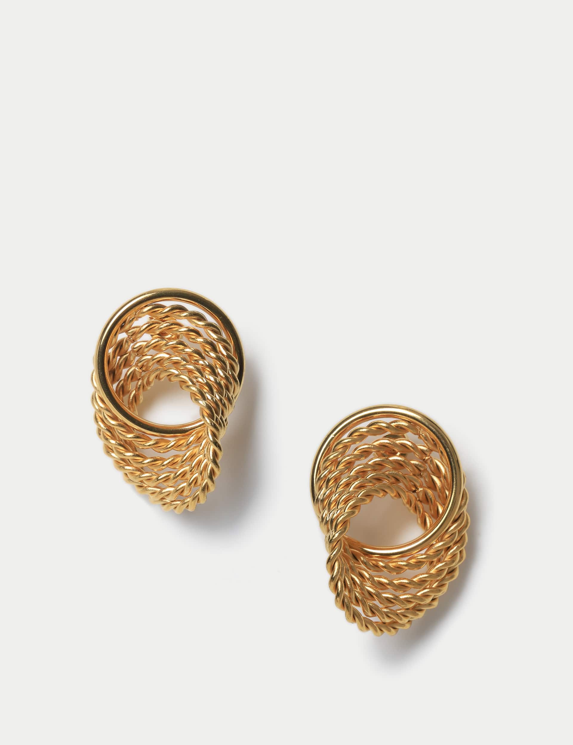 M&S Women's Gold Tone Rope Oversized Stud Earring  Gold