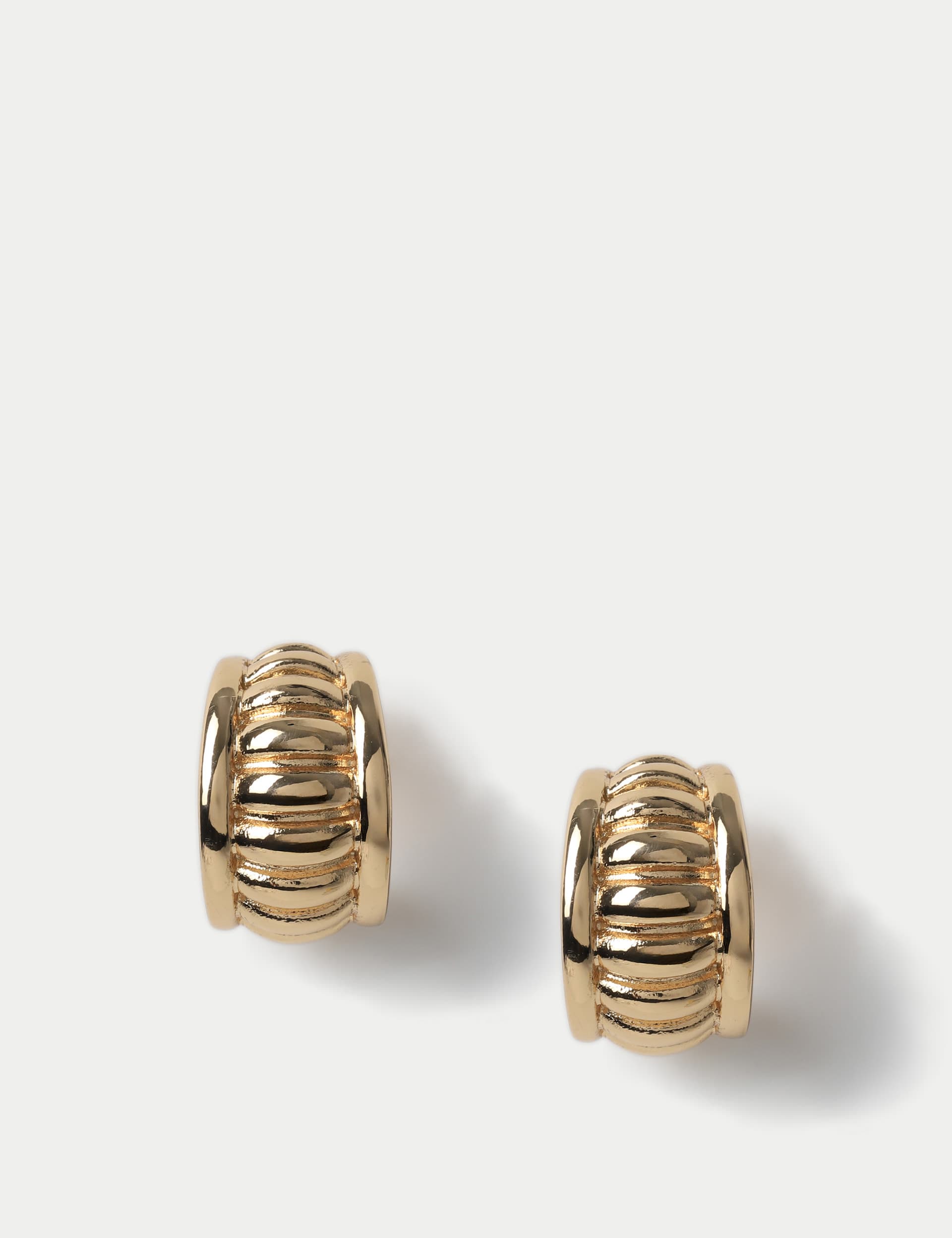 M&S Women's Gold Tone Ridged Hoop Earring  Gold