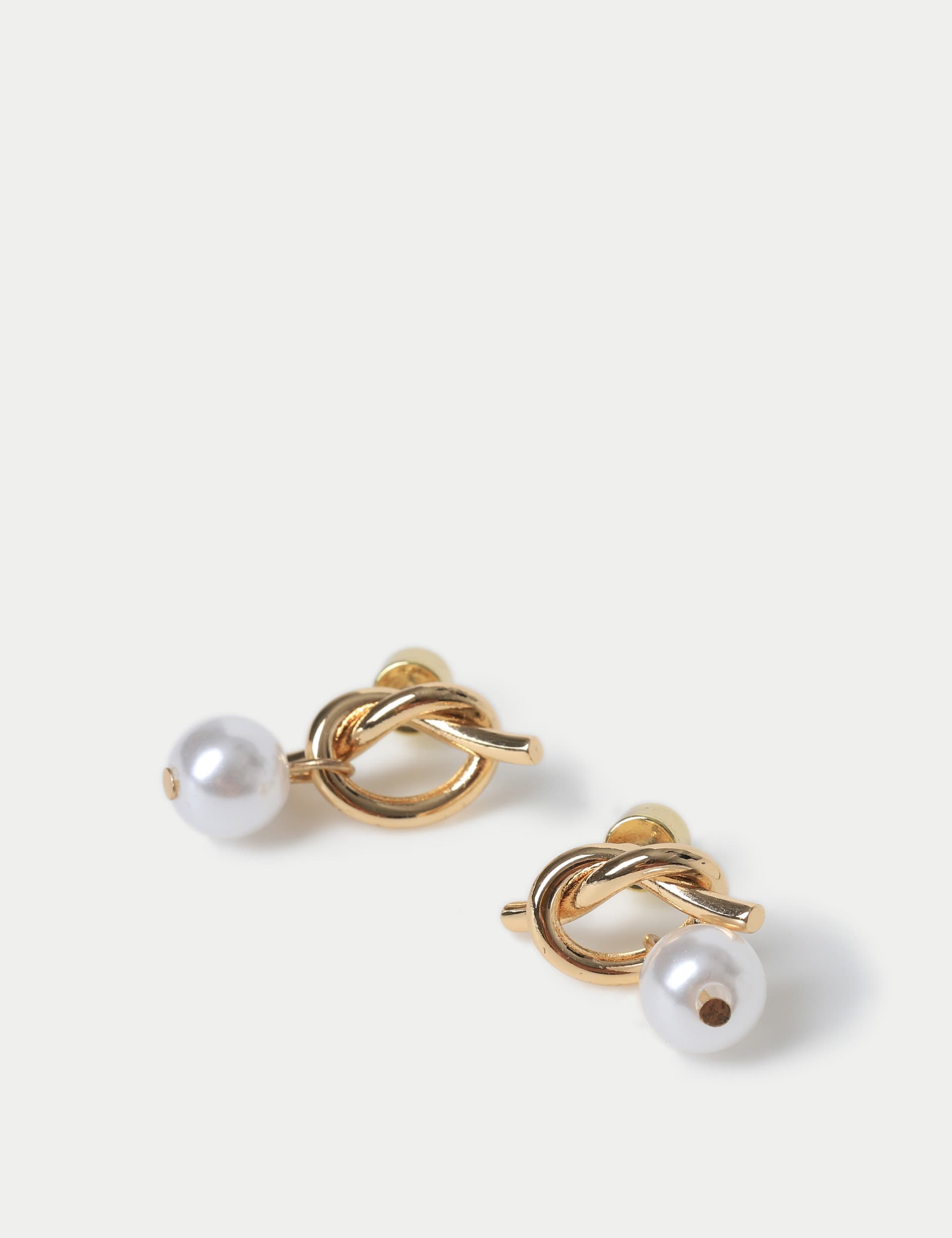 M&S Collection Women's Gold Tone T-Bar Pearl Stud Earring, Gold