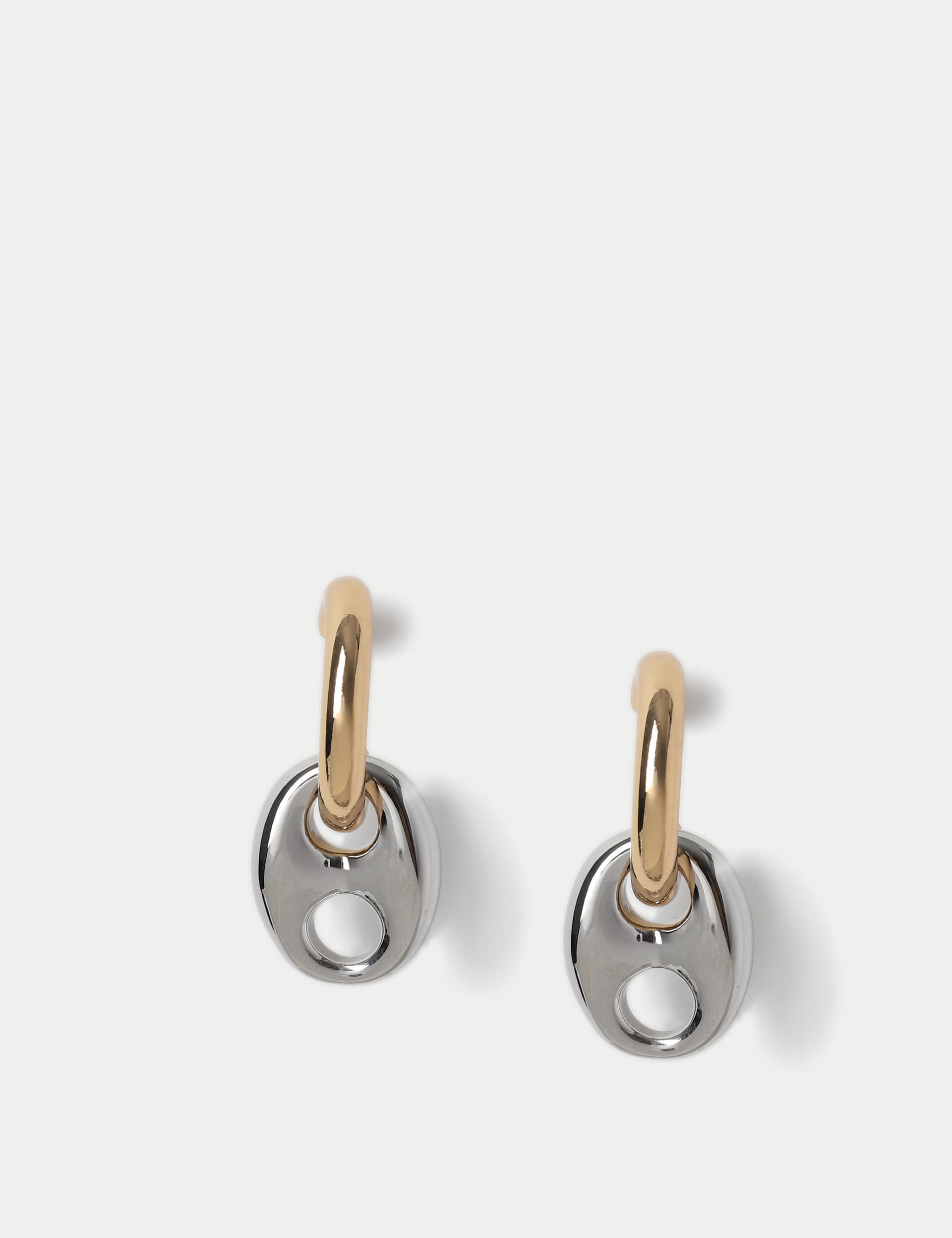 M&S Women's Mixed Metal Small Drop Link Hoop Earring