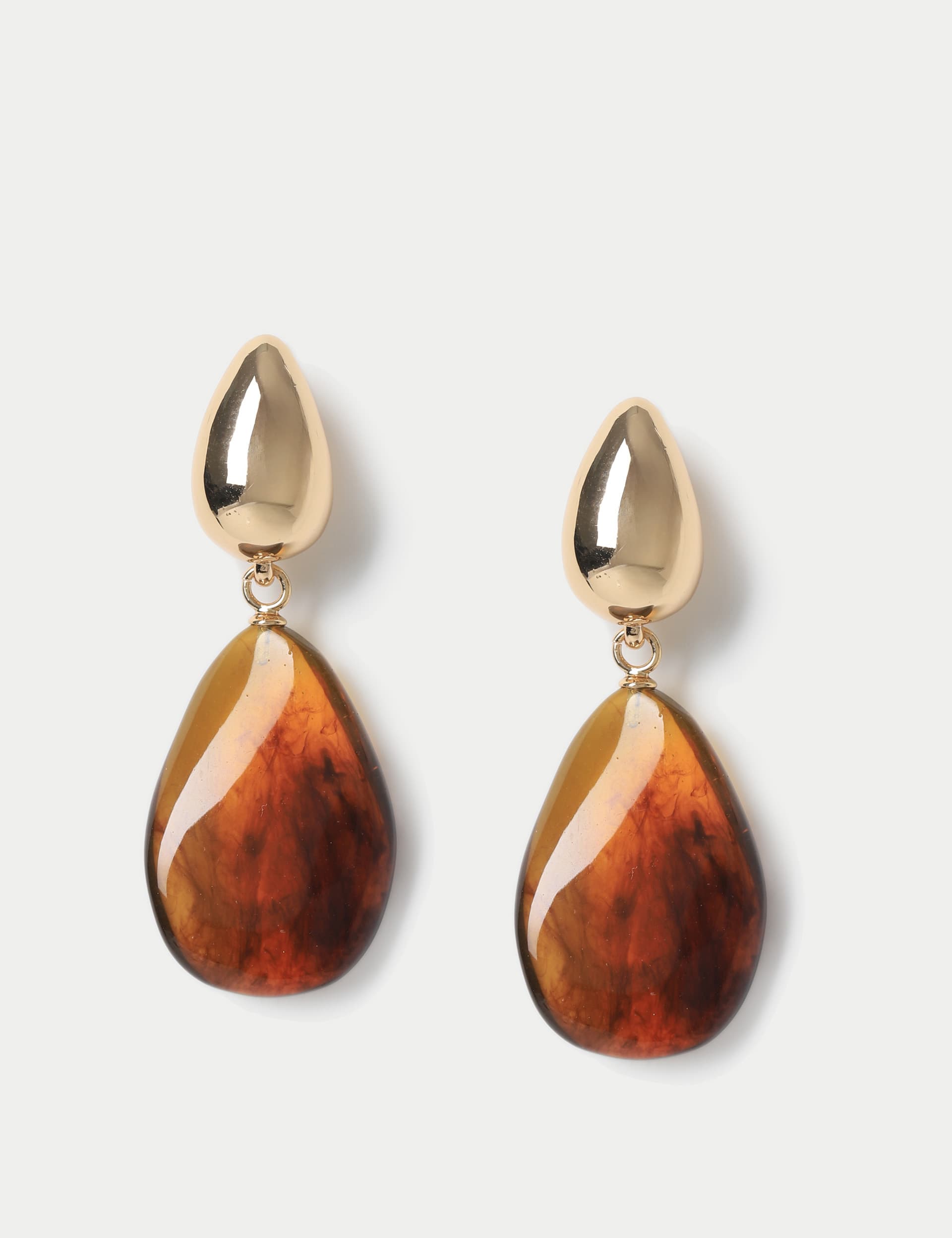 M&S Women's Amber Resin Drop Earring, Amber