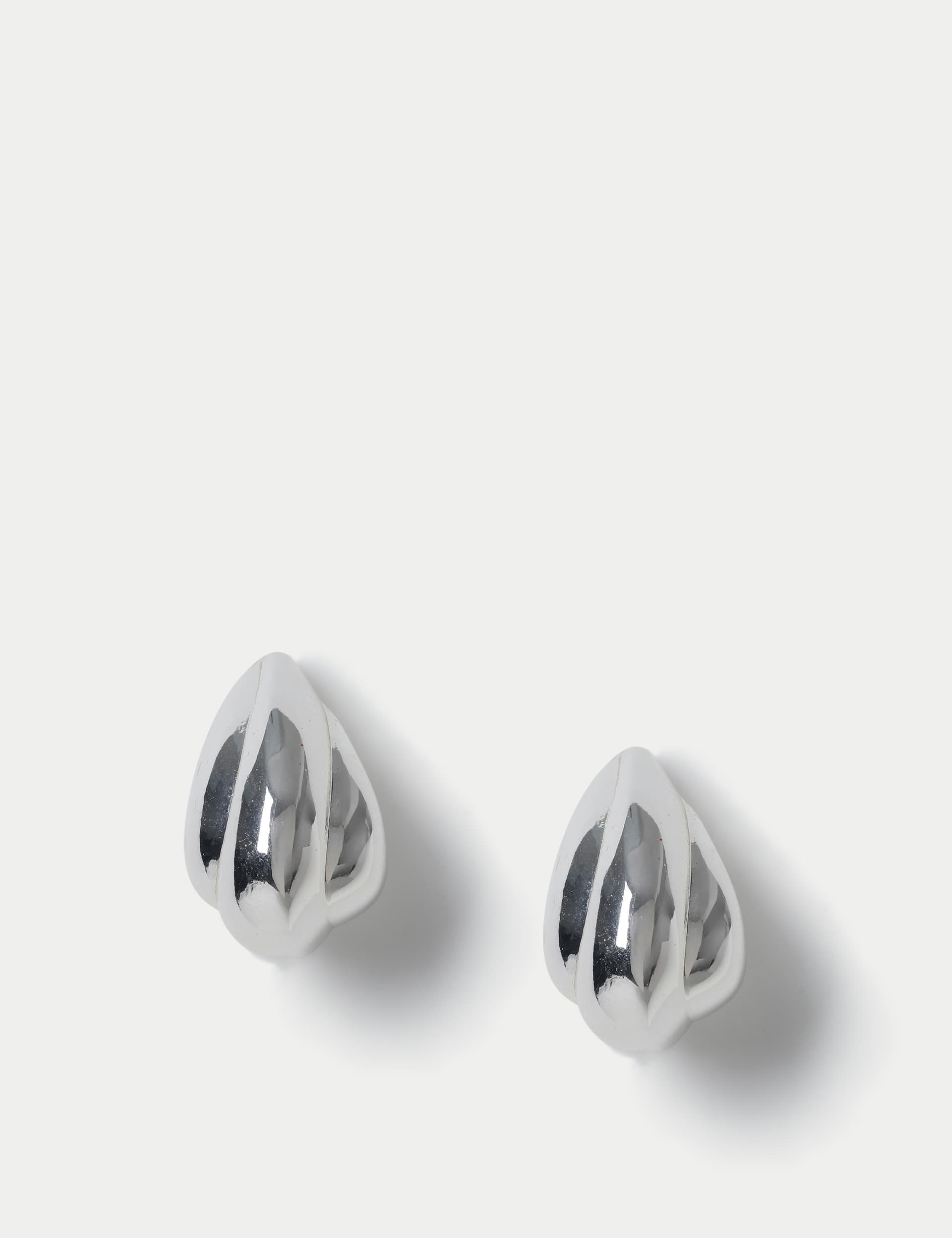 M&S Women's Silver Ridge Tear Drop Earring  Silver