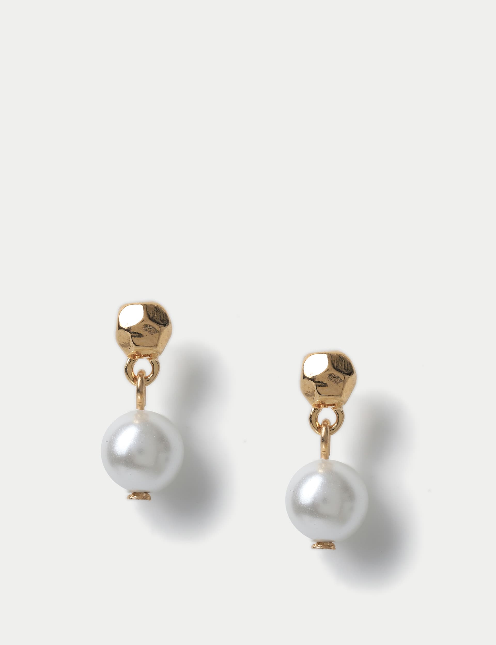 M&S Women's Gifting Pearl Hoop Detail Earrings - Gold, Gold