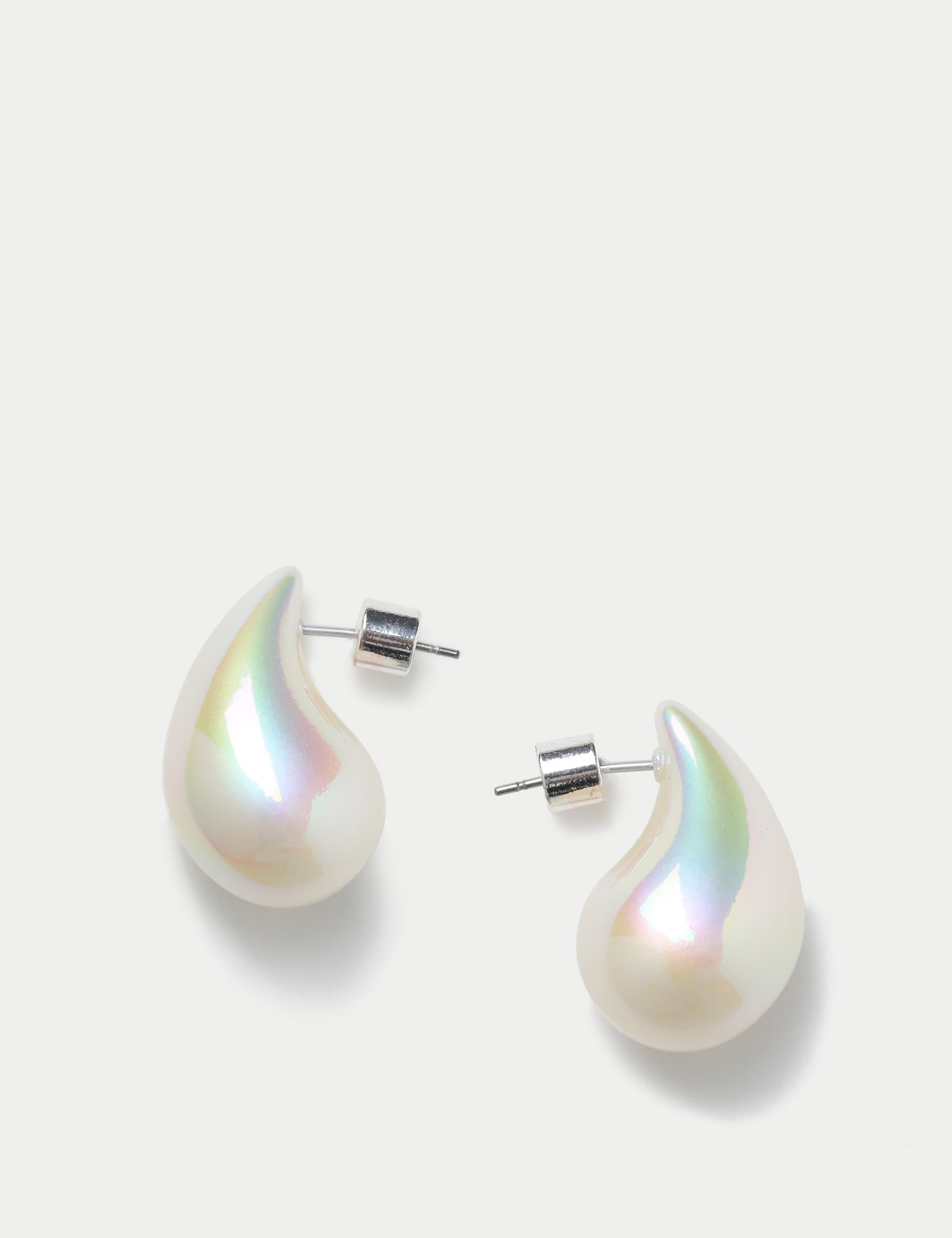 M&S Collection Women's Pearl Tear Drop Earring - White, White