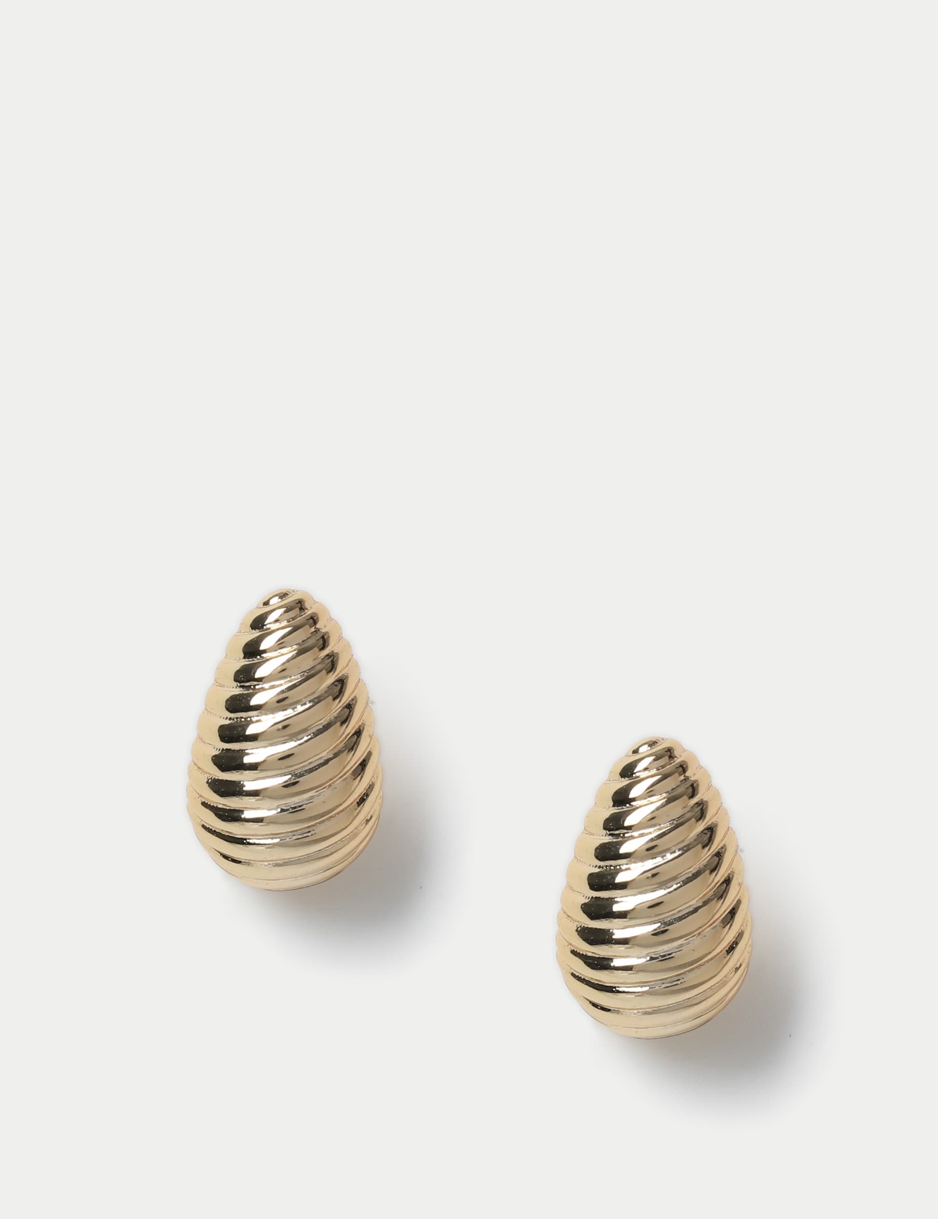 M&S Women's 14ct Gold Plated Textured Dome Hoop Earring  Gold