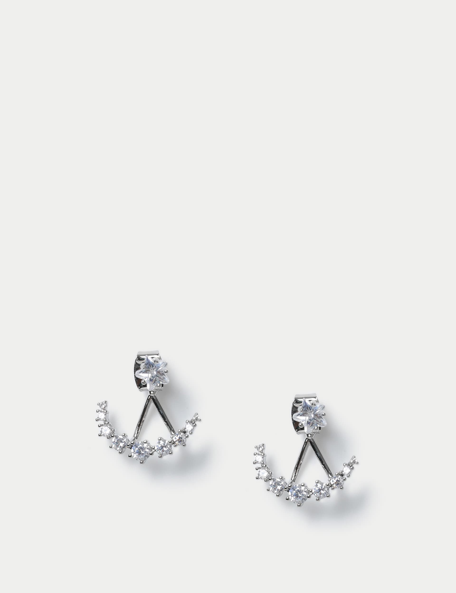 M&S Women's Platinum Plated Cubic Zirconia Stud Earring - Silver, Silver