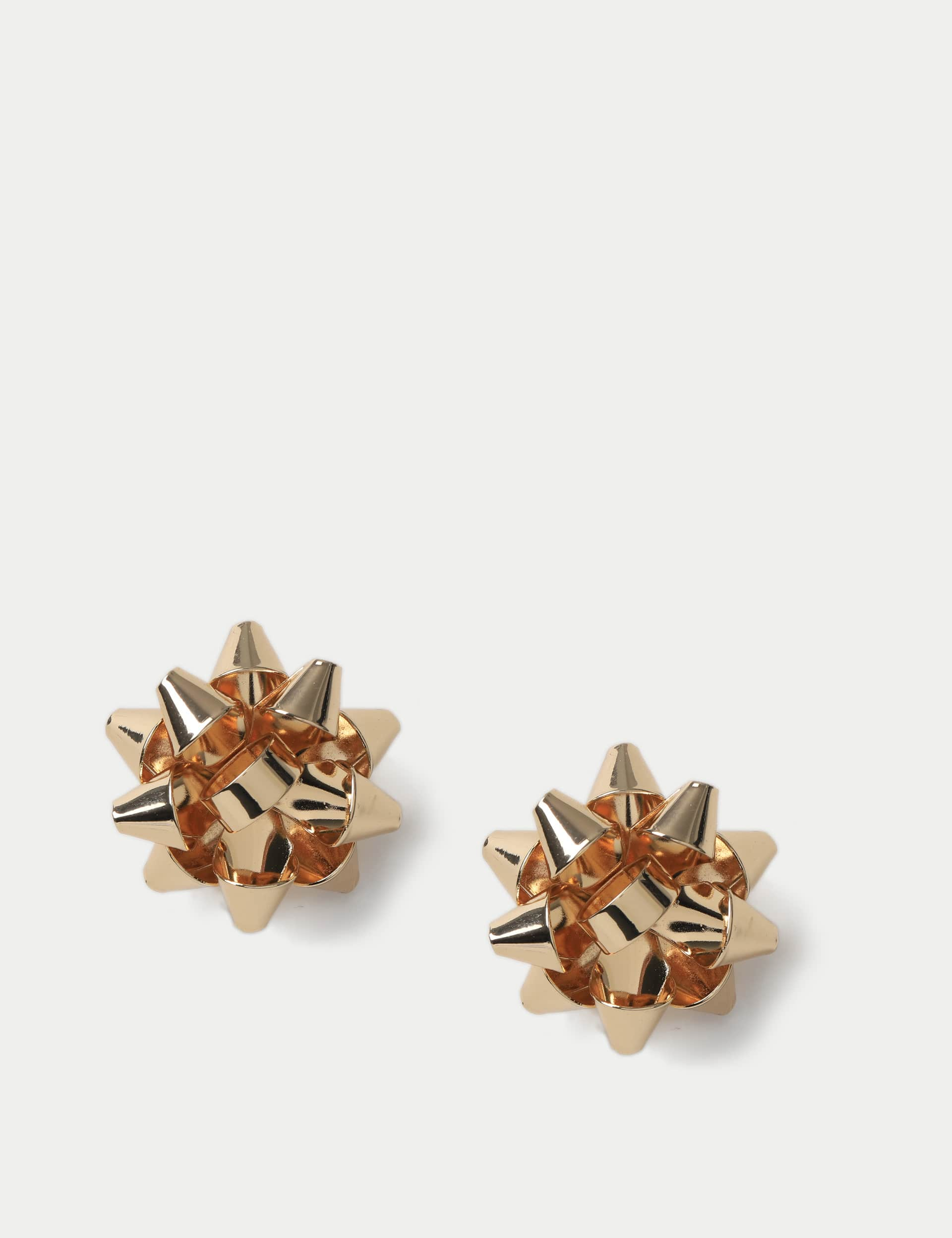 M&S Women's Christmas Oversized Present Bow Stud Earrings - Gold, Gold