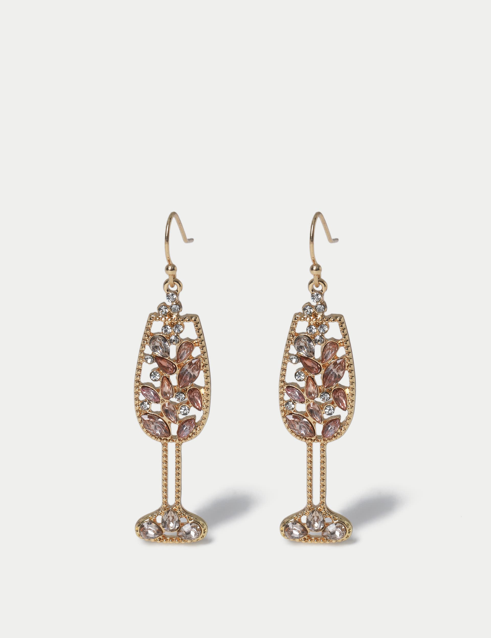 M&S Women's Christmas Champagne Glass Drop Earrings - Gold, Gold