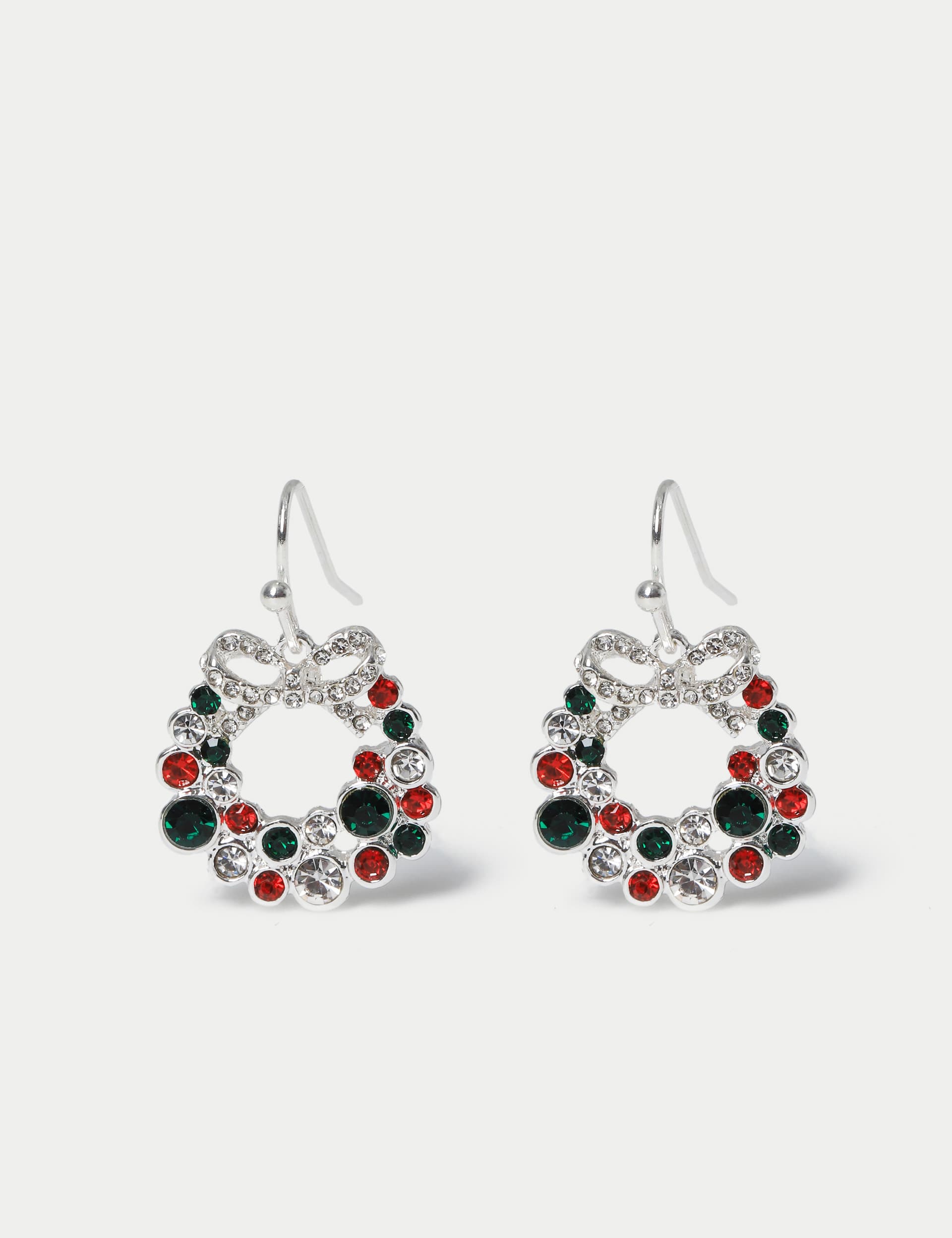 M&S Women's Christmas Wreath Drop Earrings - Red Mix, Red Mix