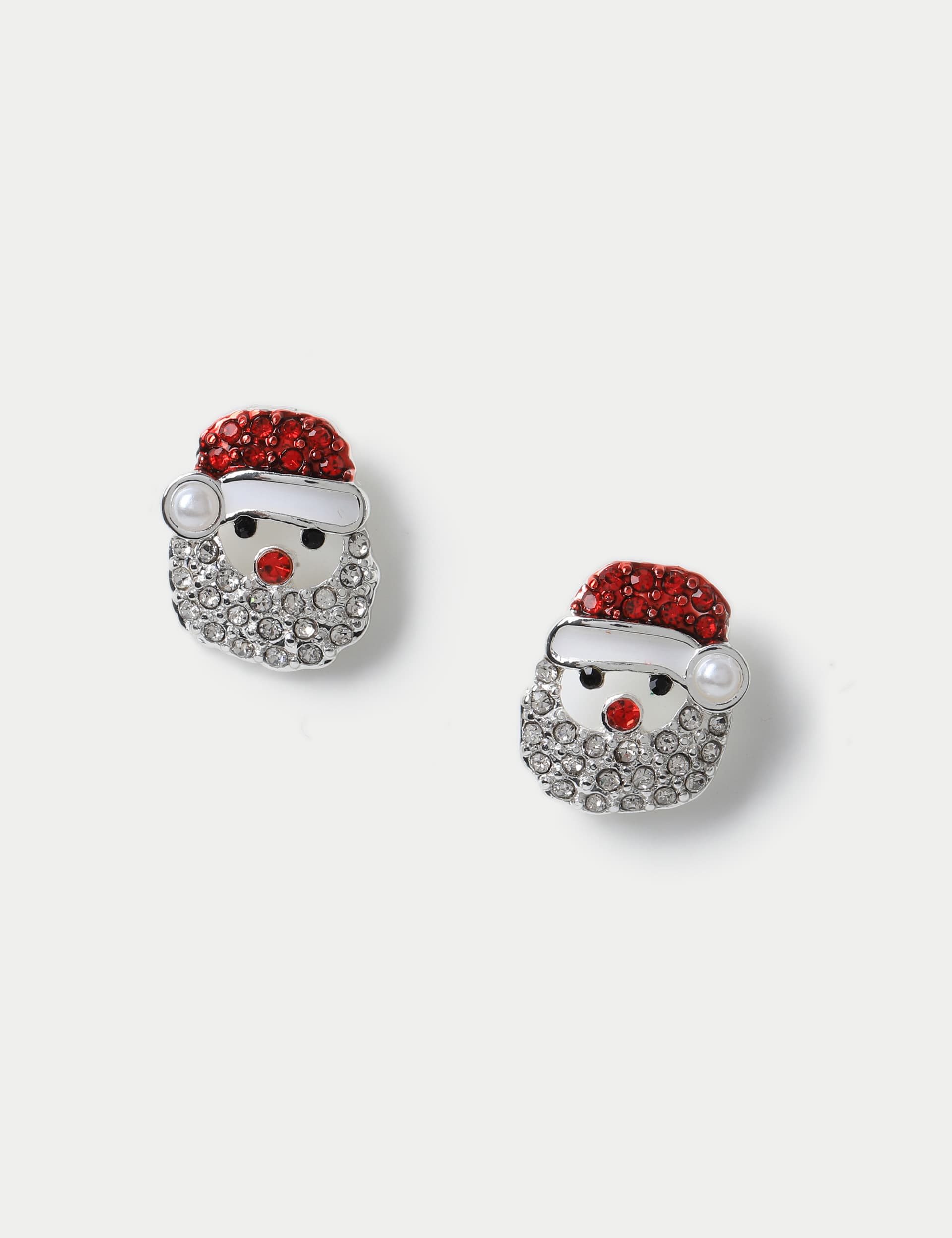 M&S Women's Christmas Santa Stud Earrings - Red Mix, Red Mix