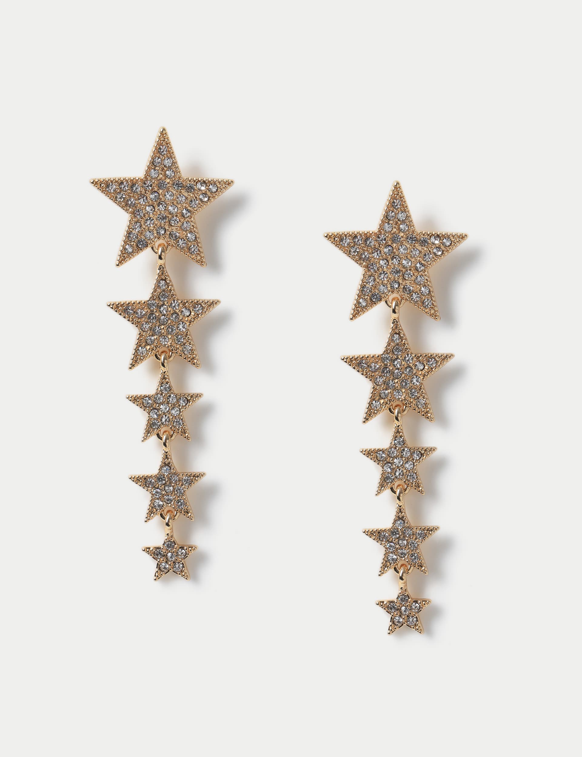 M&S Women's Christmas Gold Tone Star Stud Earrings, Gold