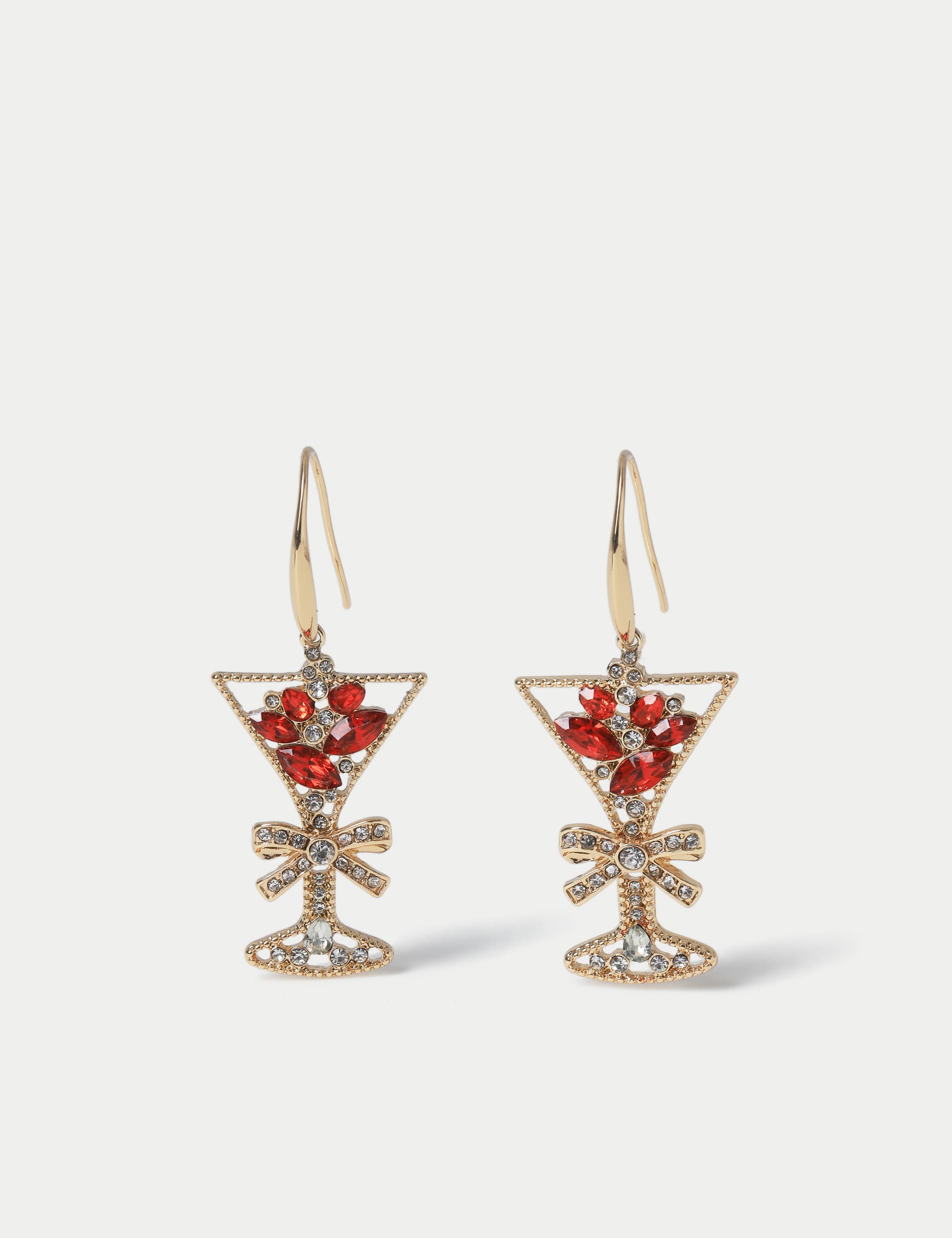 M&S Women's Christmas Cocktail Glass Earrings - Gold, Gold