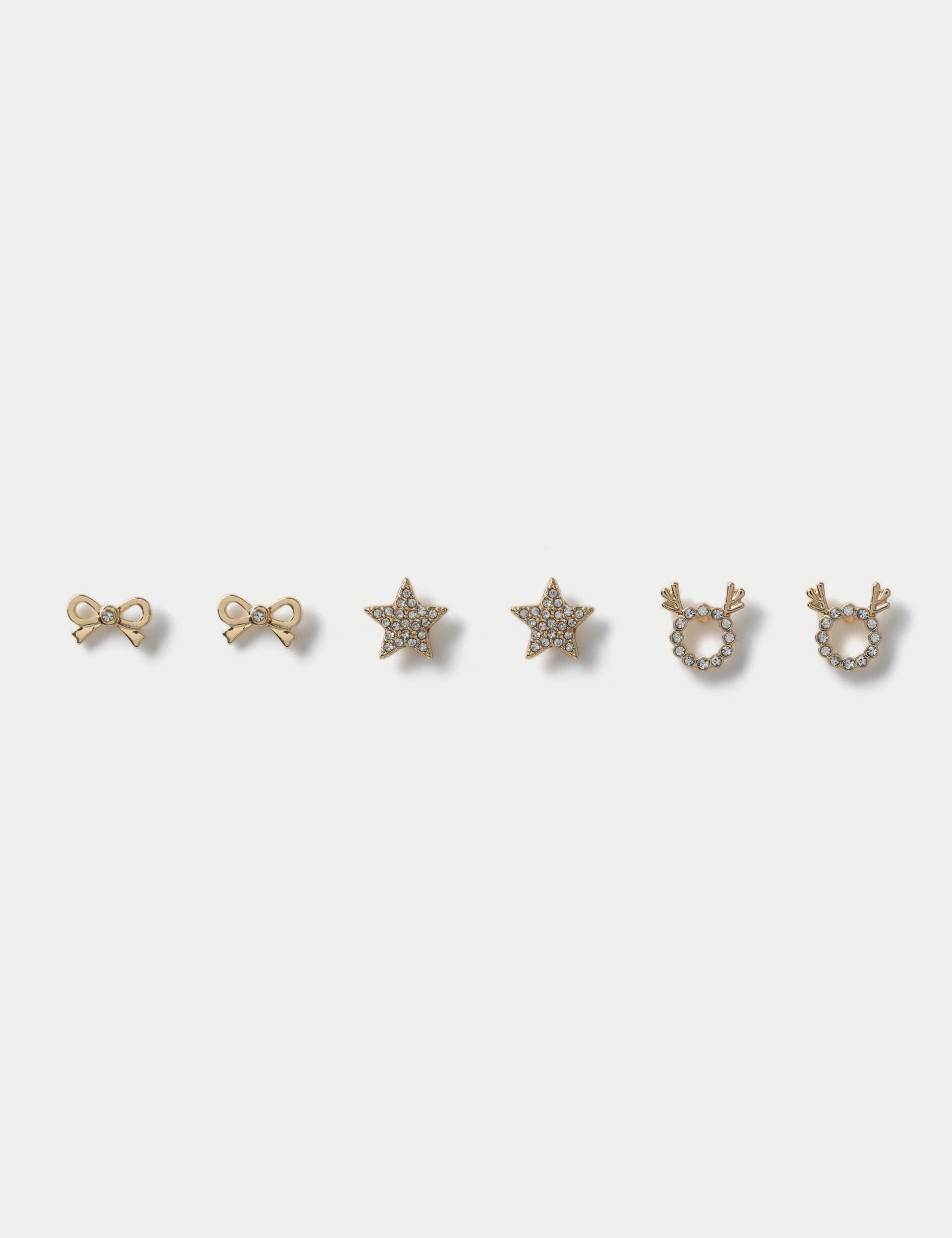 M&S Women's Christmas 3 Pack Stud Earrings - Gold, Gold