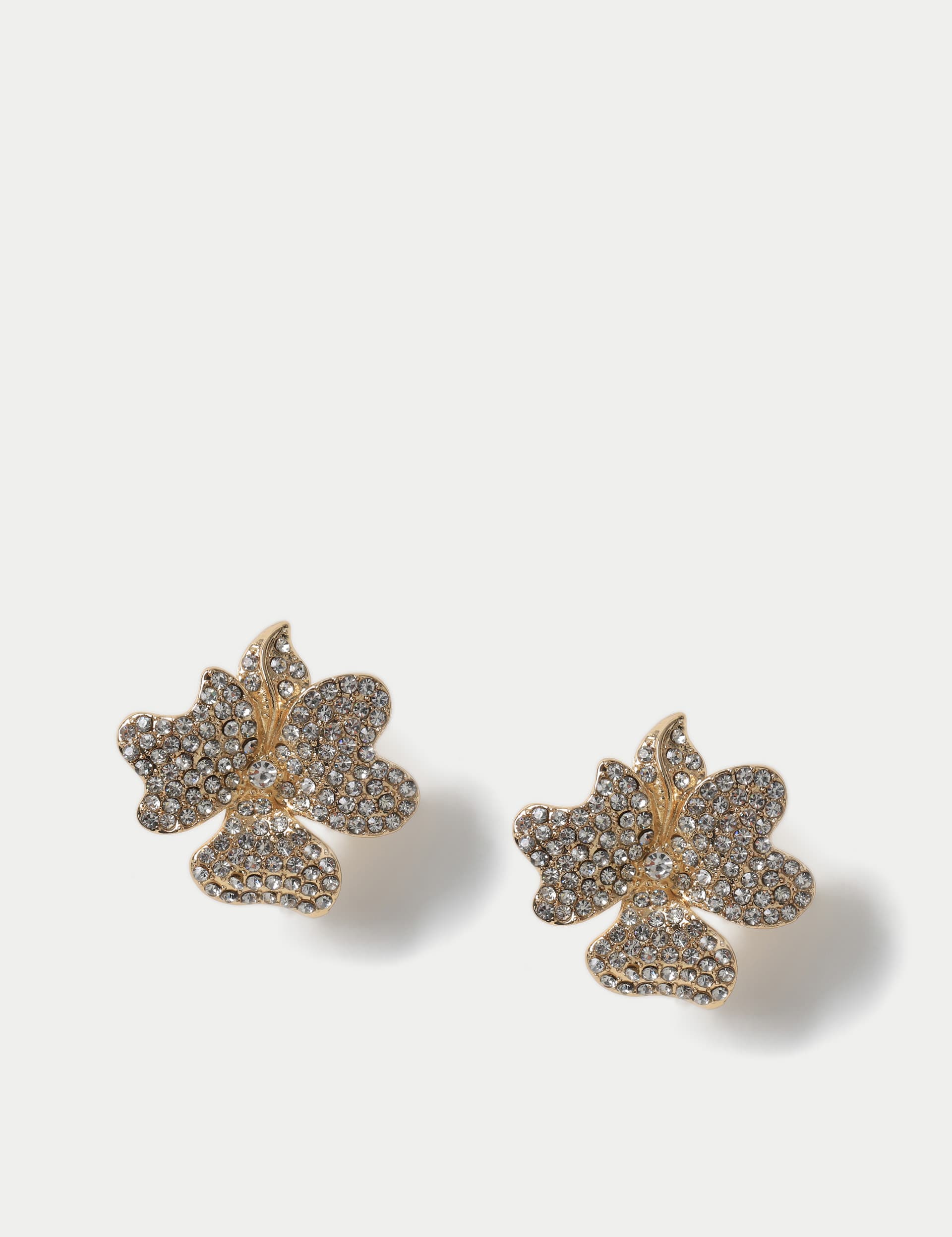 M&S Women's Embellished Flower Stud - Gold, Gold