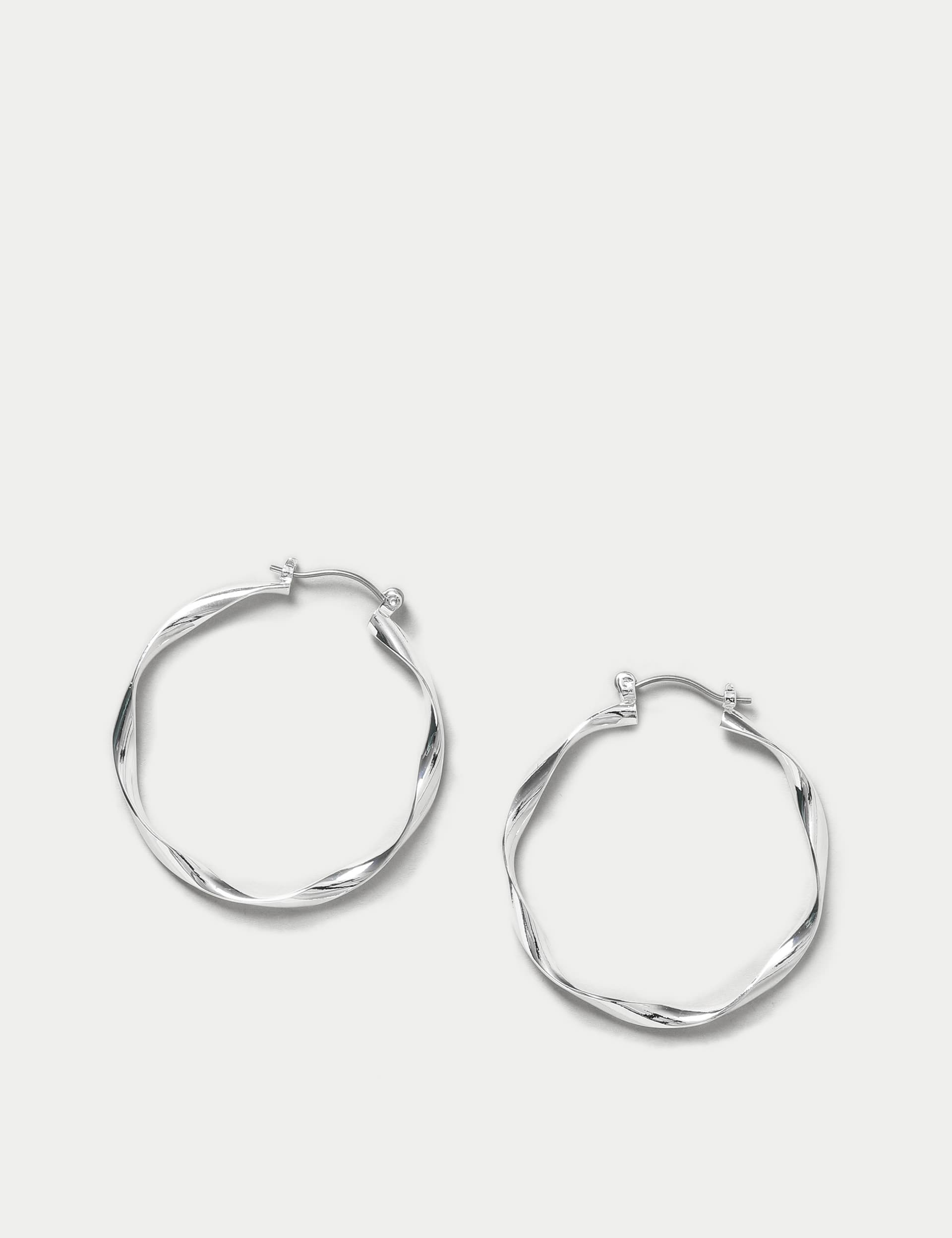 M&S Collection Women's Twist Hoop Earring - Silver, Silver