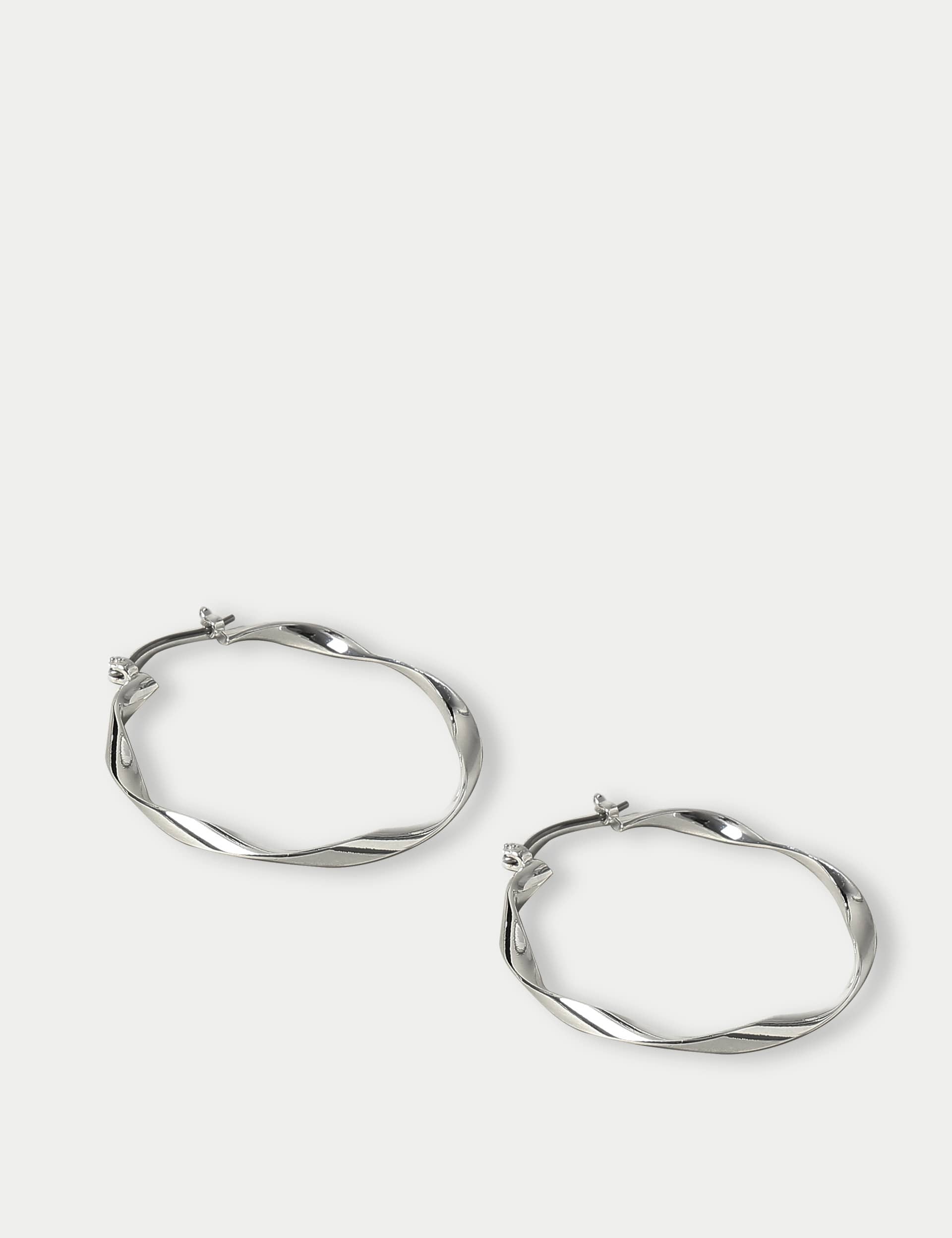 M&S Collection Women's Twist Hoop Earring - Silver, Silver