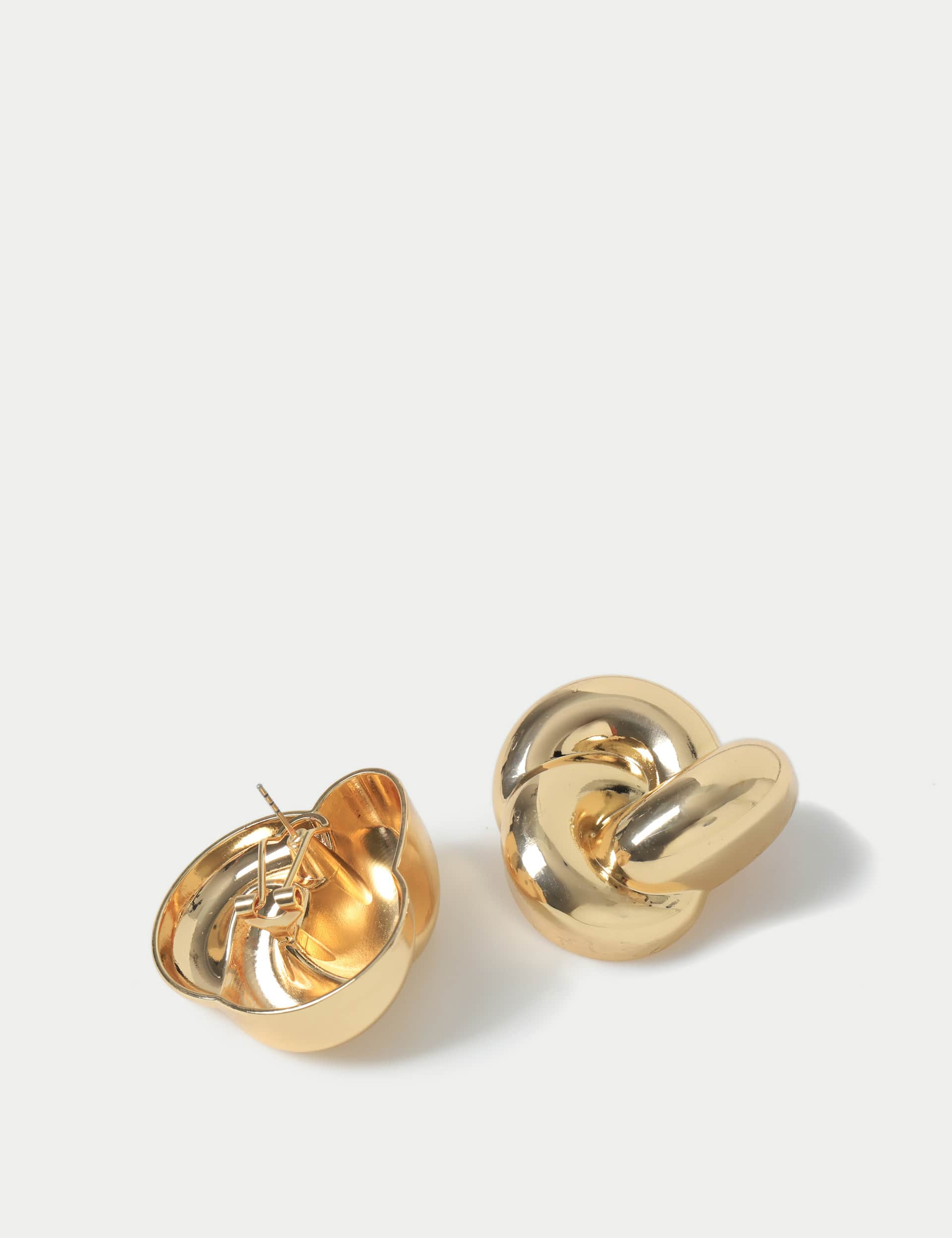 M&S Collection Women's Gold Tone Oversized Twist Knot Earring, Gold