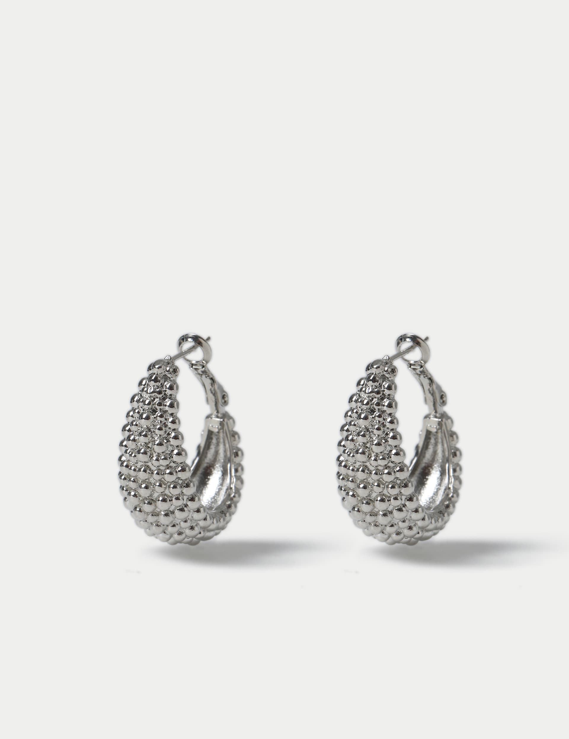 M&S Women's Rhodium Stud Tear Drop Earring - Silver, Silver